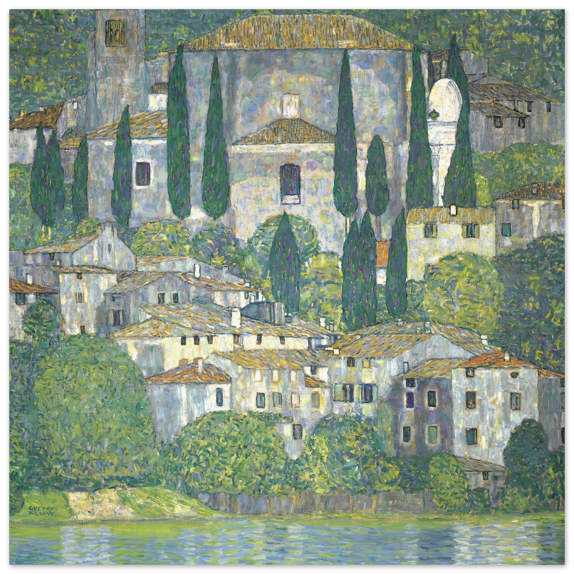 GUSTAV KLIMT - CHURCH IN CASSONE - LANDSCAPE WITH CYPRESSES - POSTER 12'' x 12''