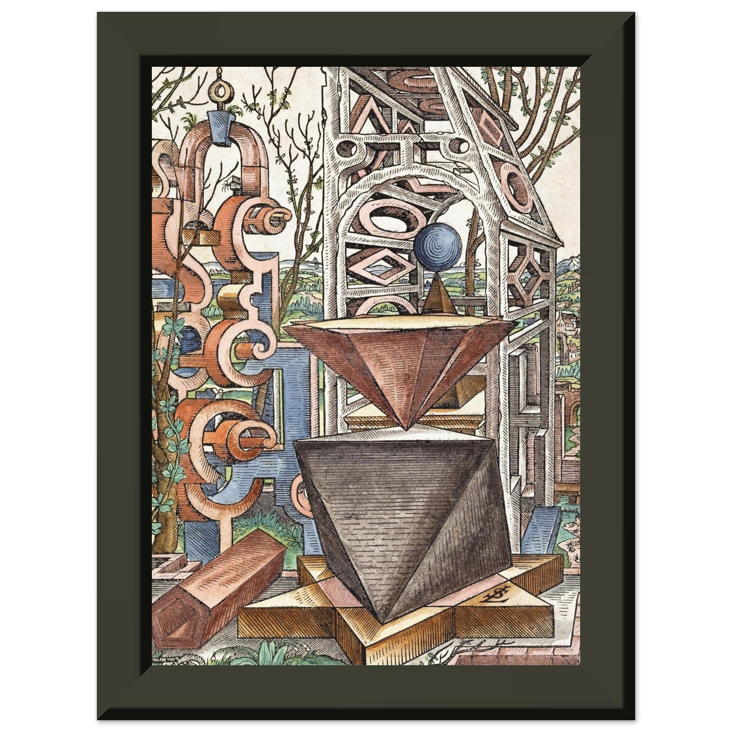 LORENZ STOER - GEOMETRIA et PERSPECTIVA Pl 03 (1567) - MATTE POSTER IN METAL FRAME