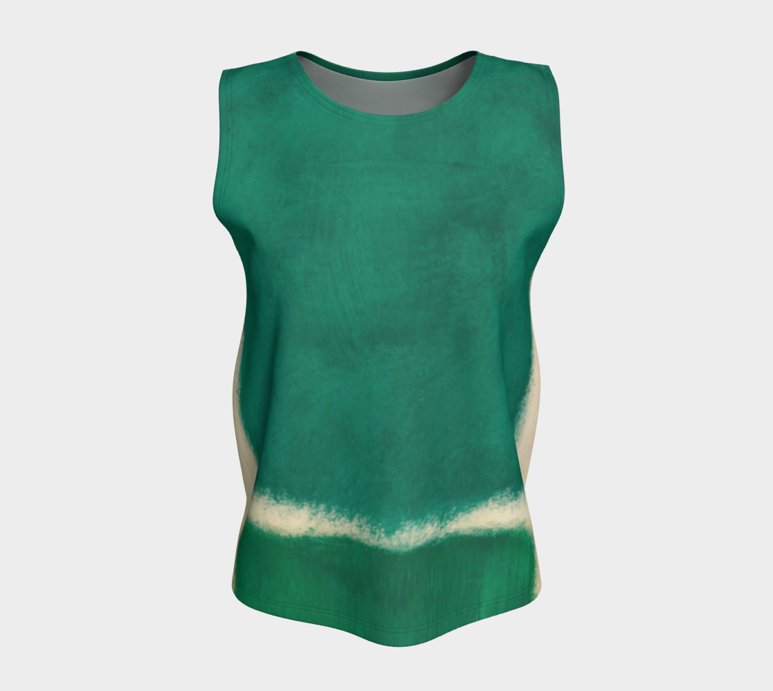 a green tank top with a white stripe on the bottom