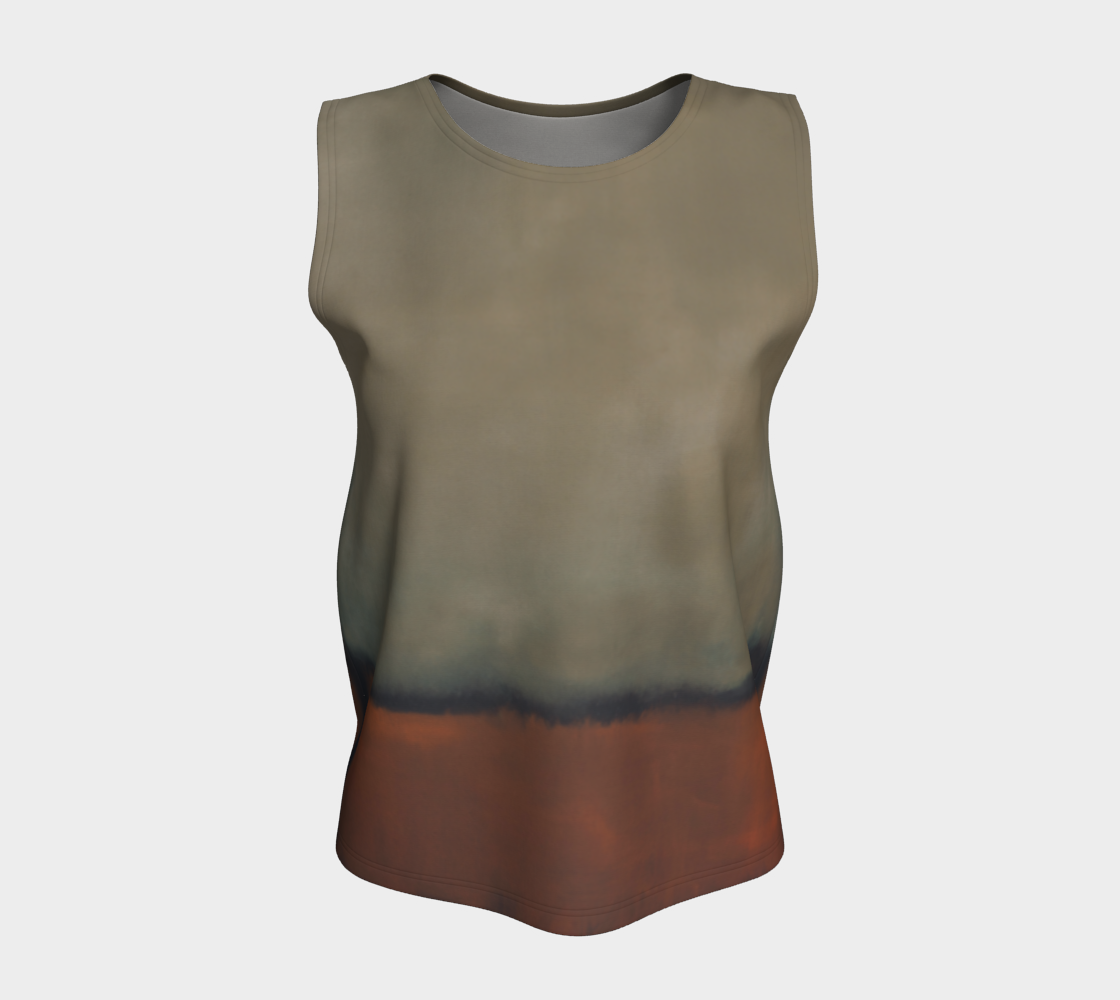 a women's tank top with a brown and black design