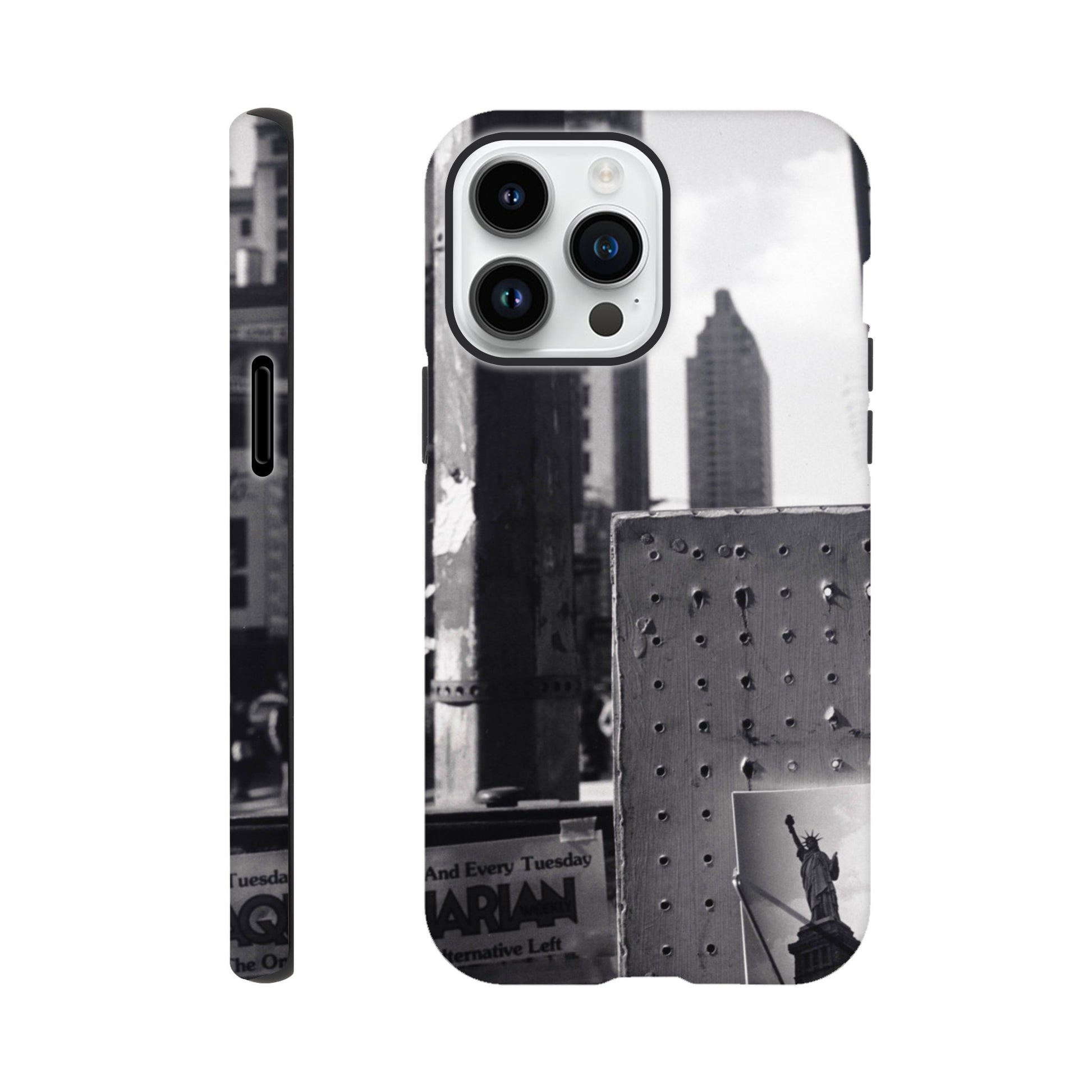 a phone case with a picture of a city