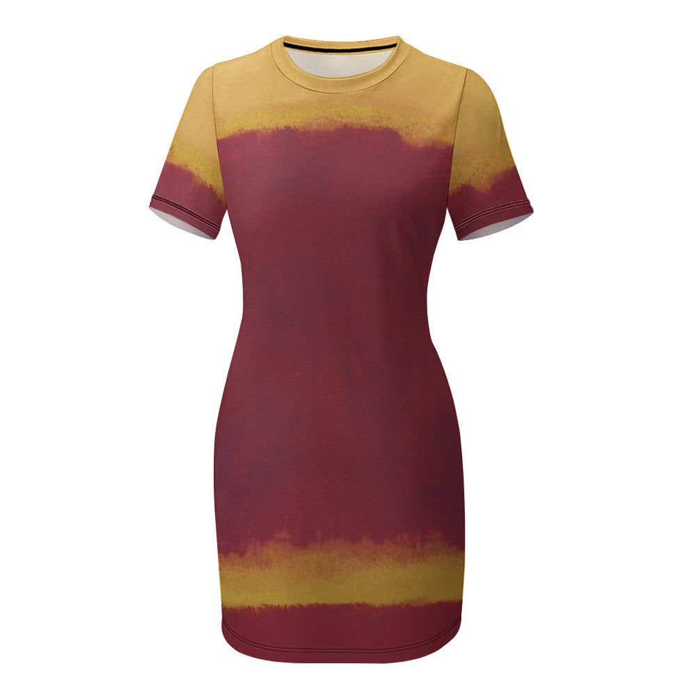 MARK ROTHKO - ABSTRACT ART - CREW NECK SHORT SLEEVE DRESS 