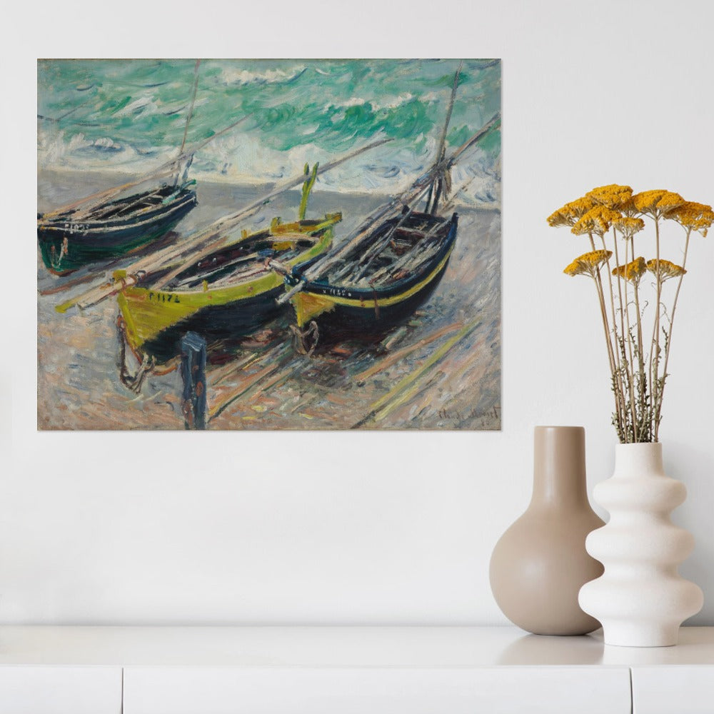 CLAUDE MONET - THREE FISHING BOATS - CANVAS PRINT NO FRAME 