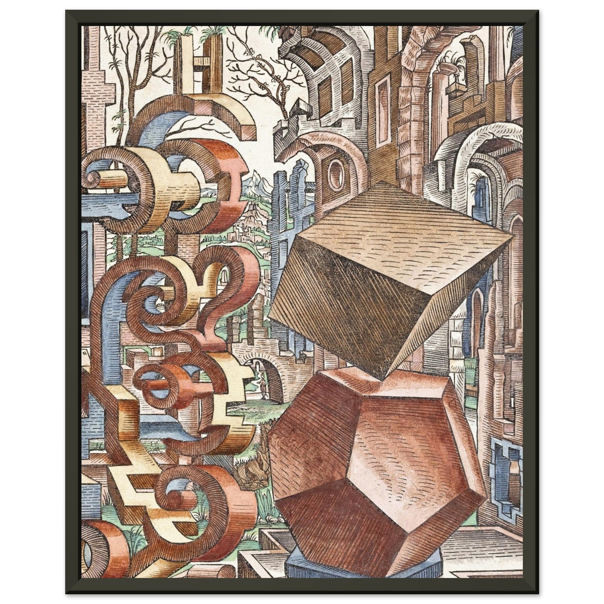 LORENZ STOER - GEOMETRIA et PERSPECTIVA Pl 04 (1567) - MATTE POSTER IN METAL FRAME