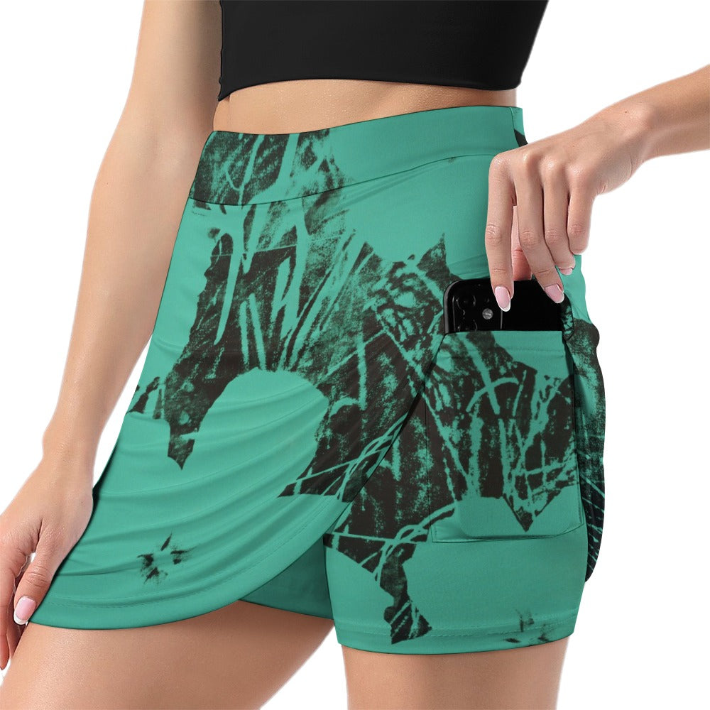 ANDY WARHOL - FLOWERS - SKORT WITH A POCKET FOR A CELL PHONE