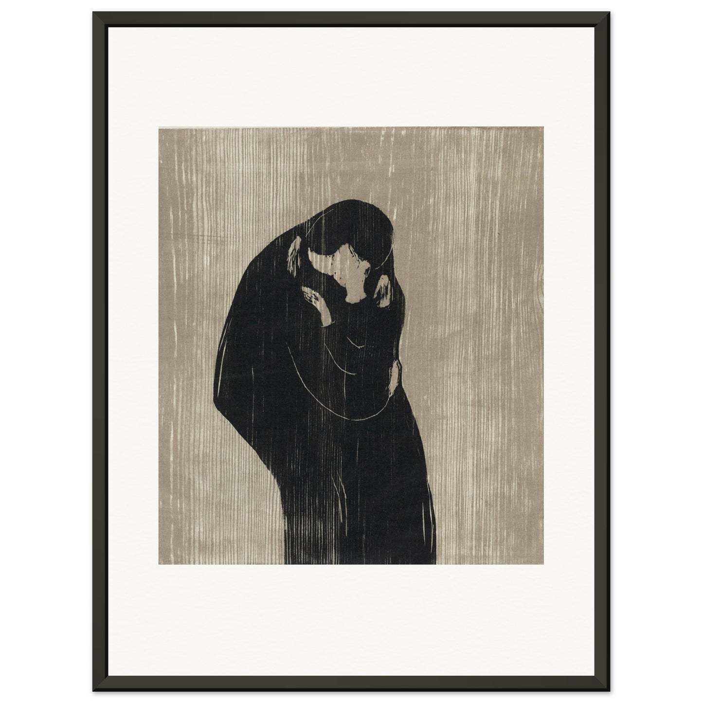 EDVARD MUNCH - THE KISS IV (1902) - MUSEUM MATTE POSTER IN METAL FRAME