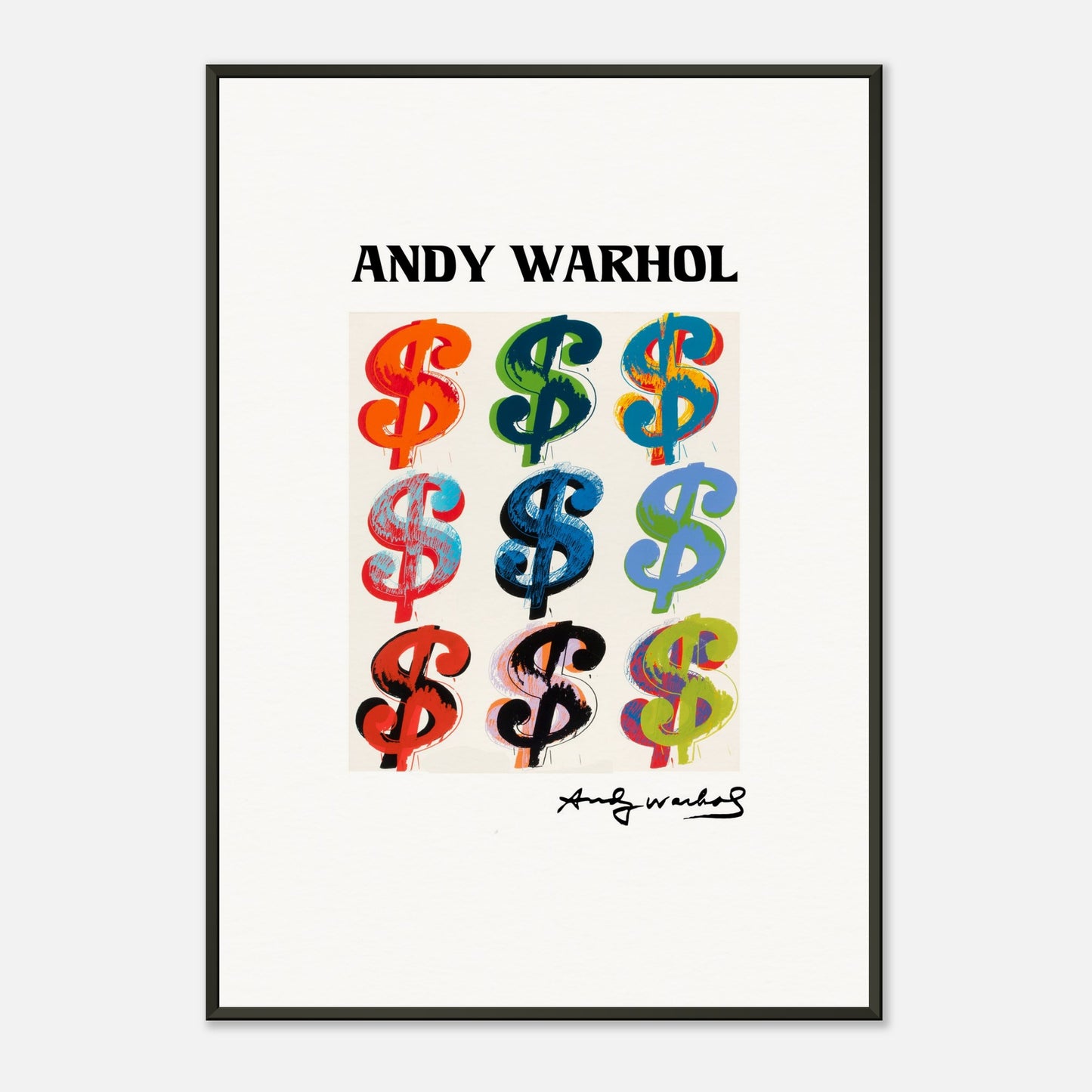 ANDY WARHOL - DOLLAR SIGN - MUSEUM MATTE POSTER IN METAL FRAME