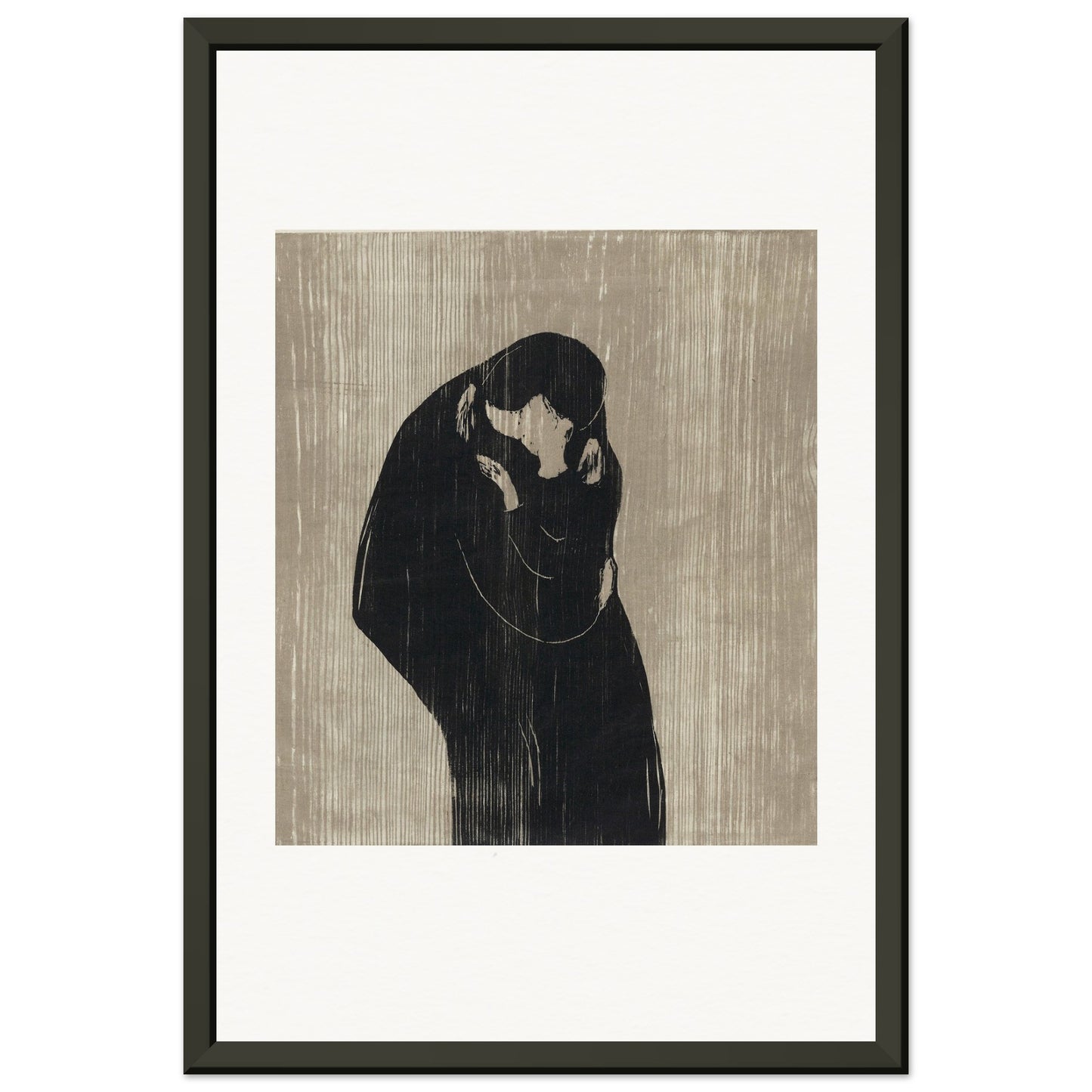 EDVARD MUNCH - THE KISS IV (1902) - MUSEUM MATTE POSTER IN METAL FRAME