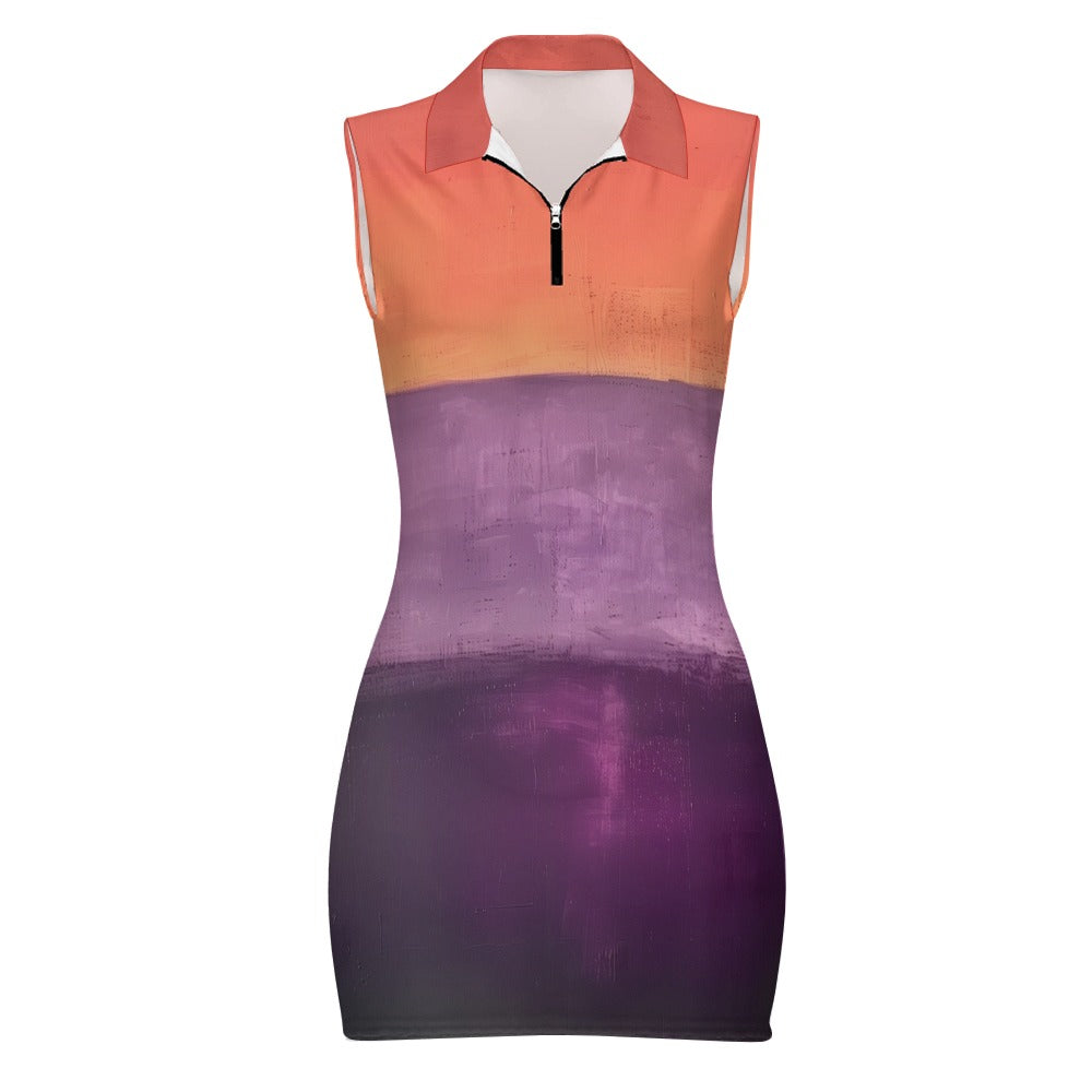 MARK ROTHKO - ABSTRACT - SHORT SLEEVE DRESS WITH A ZIPPER