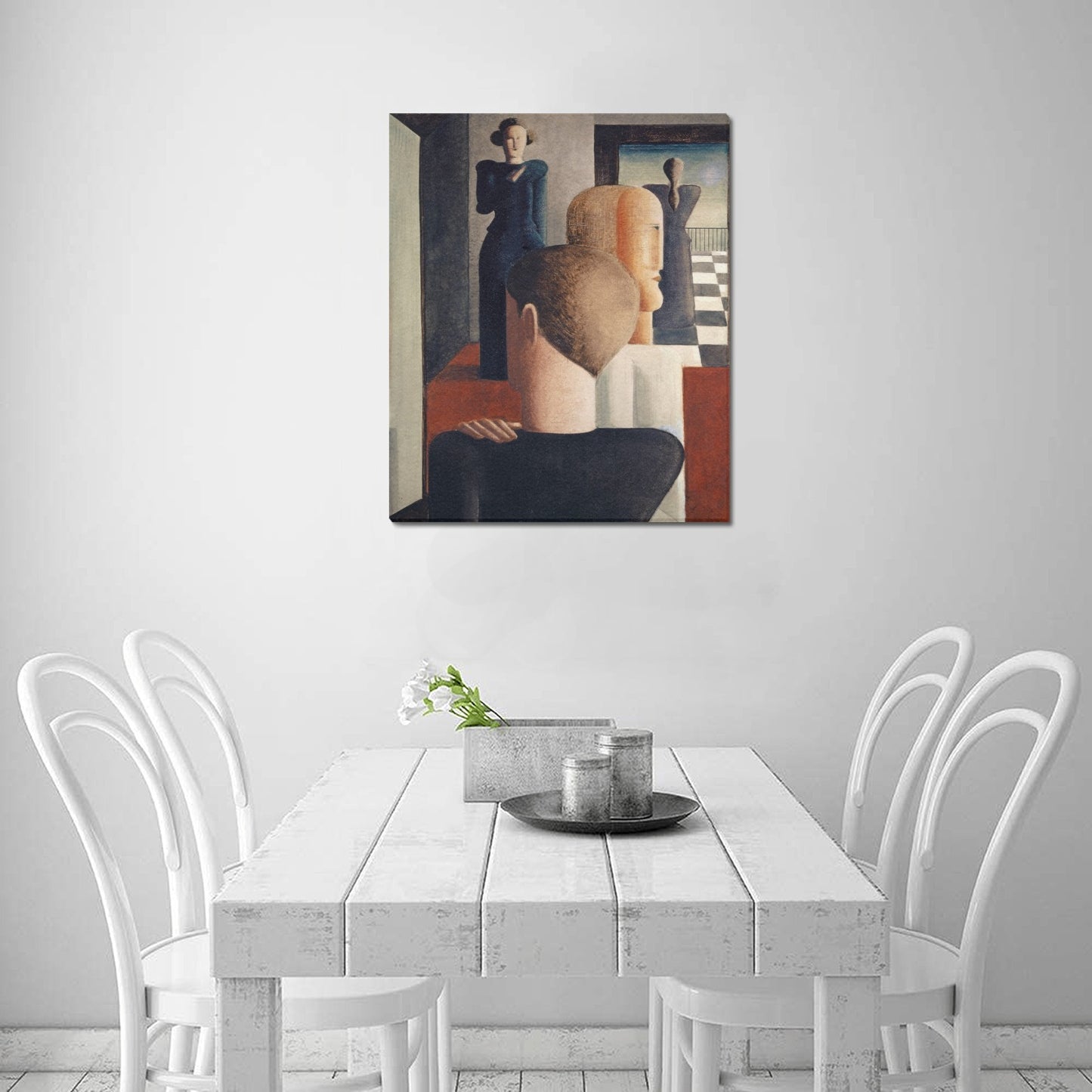 OSKAR SCHLEMMER - INTERIOR WITH FIVE FIGURES - WRAPPED CANVAS PRINT 20" x 24"