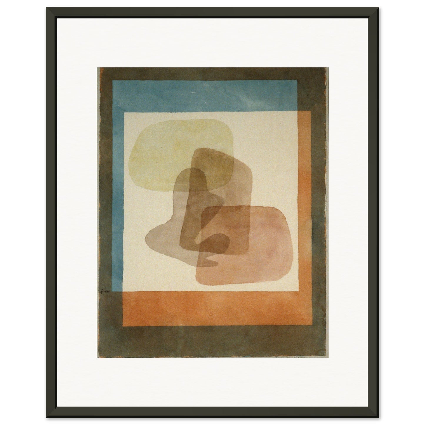 PAUL KLEE - FREE FORMS RIGIDLY MOUNTED (1930) - MUSEUM MATTE POSTER IN METAL FRAME