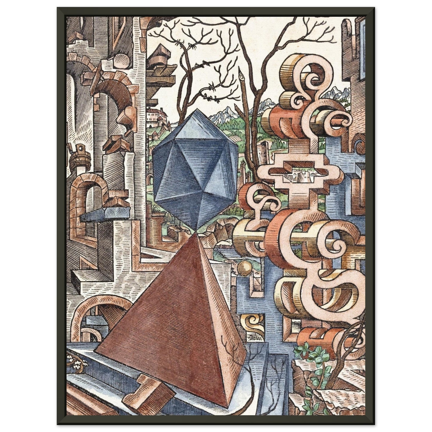 LORENZ STOER - GEOMETRIA et PERSPECTIVA Pl 02 (1567) - MATTE POSTER IN METAL FRAME