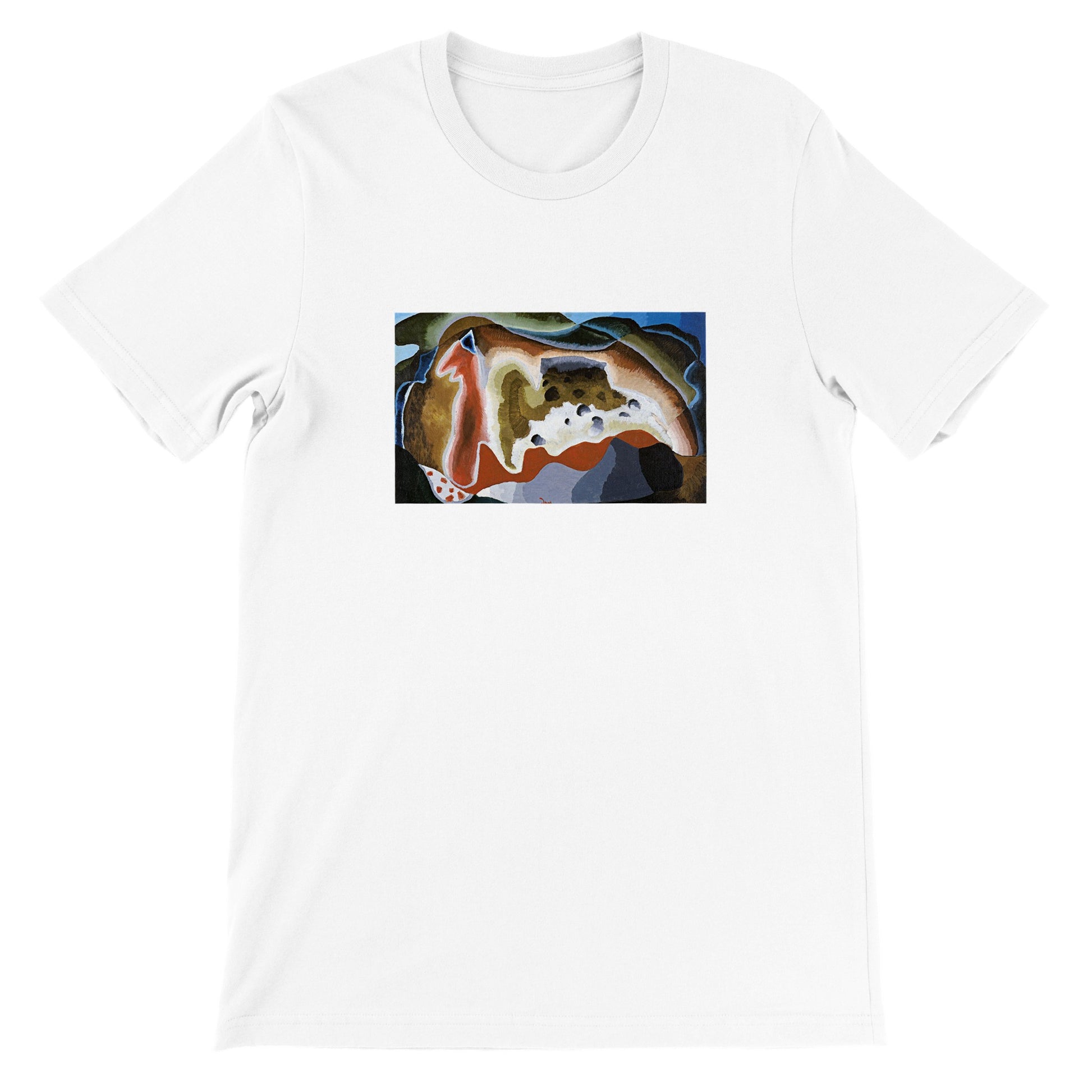 a white t - shirt with a painting on it