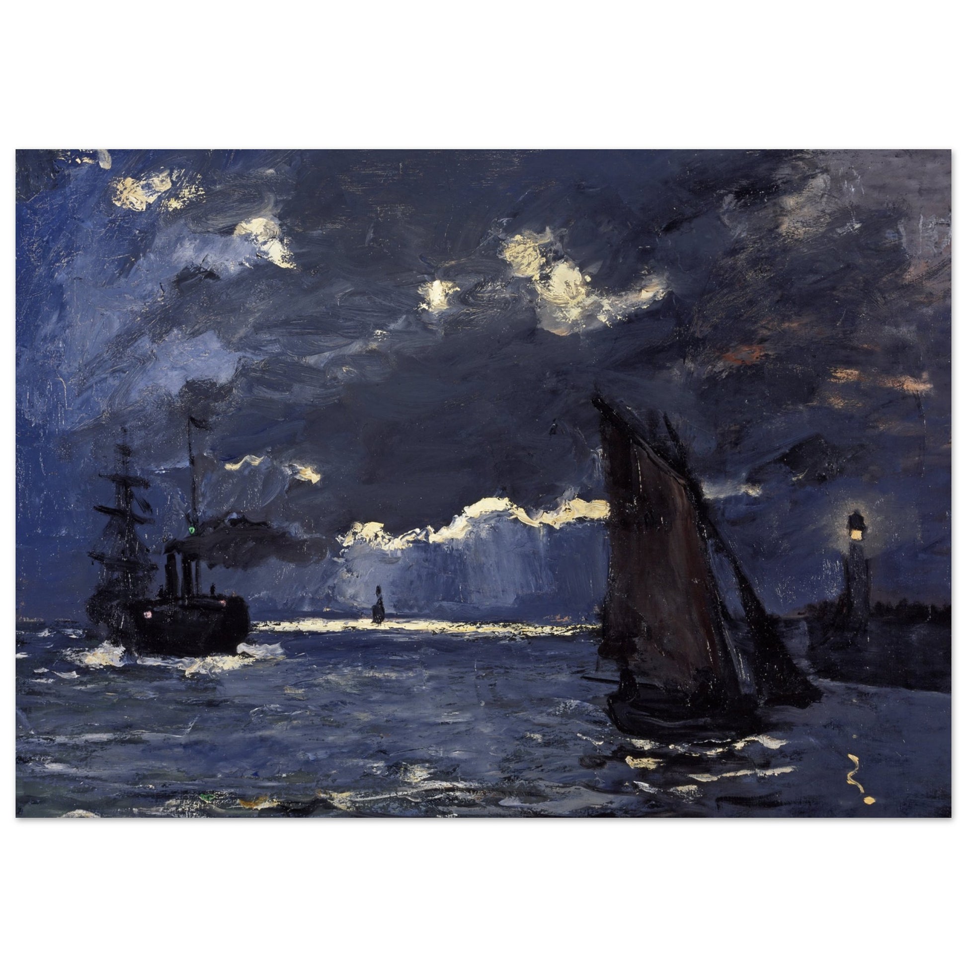 CLAUDE MONET - A SEASCAPE SHIPPING BY MOONLIGHT (1864) - PREMIUM MATTE POSTER