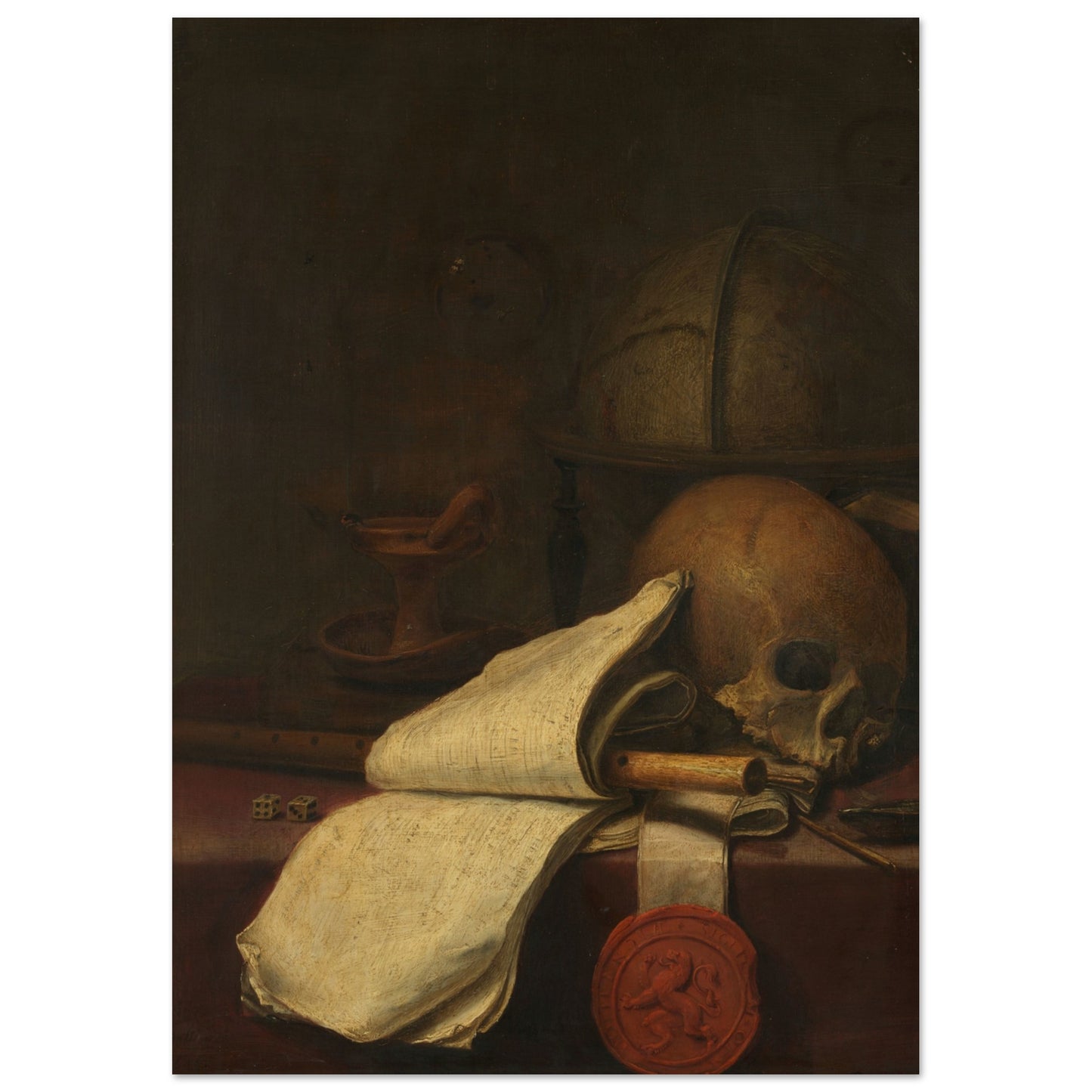 PIETER SYMONSZ POTTER - VANITAS STILL LIFE (1646) - MUSEUM QUALITY MATTE POSTER 