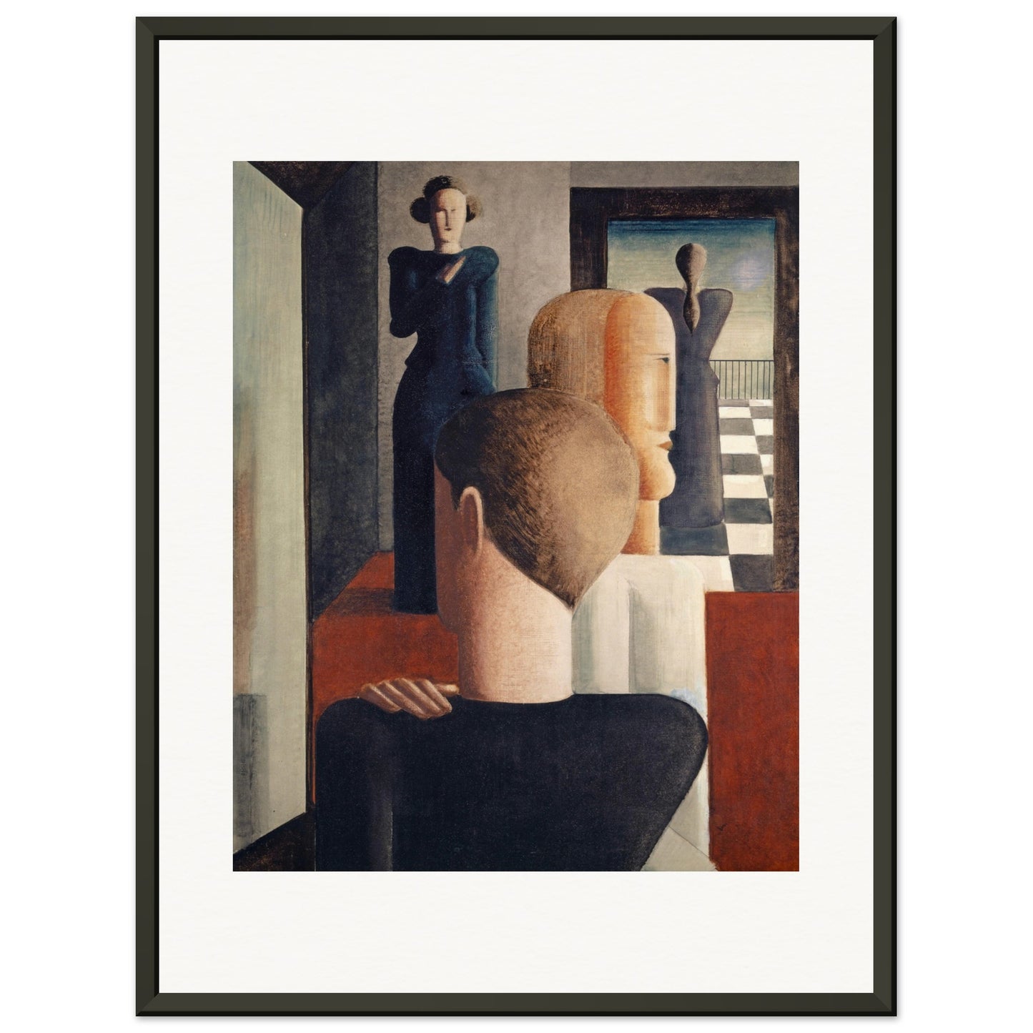 OSKAR SCHLEMMER - FIVE FIGURES IN SPACE (1925) - MUSEUM MATTE POSTER IN METAL FRAME