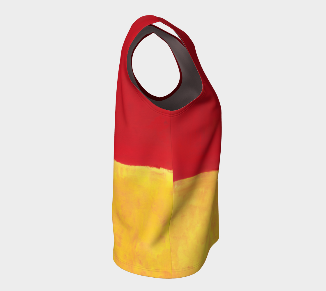 a red and yellow bag with a black handle