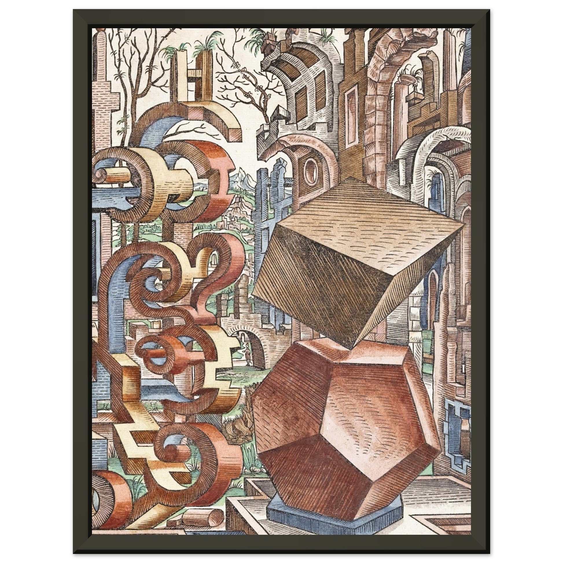 LORENZ STOER - GEOMETRIA et PERSPECTIVA Pl 04 (1567) - MATTE POSTER IN METAL FRAME