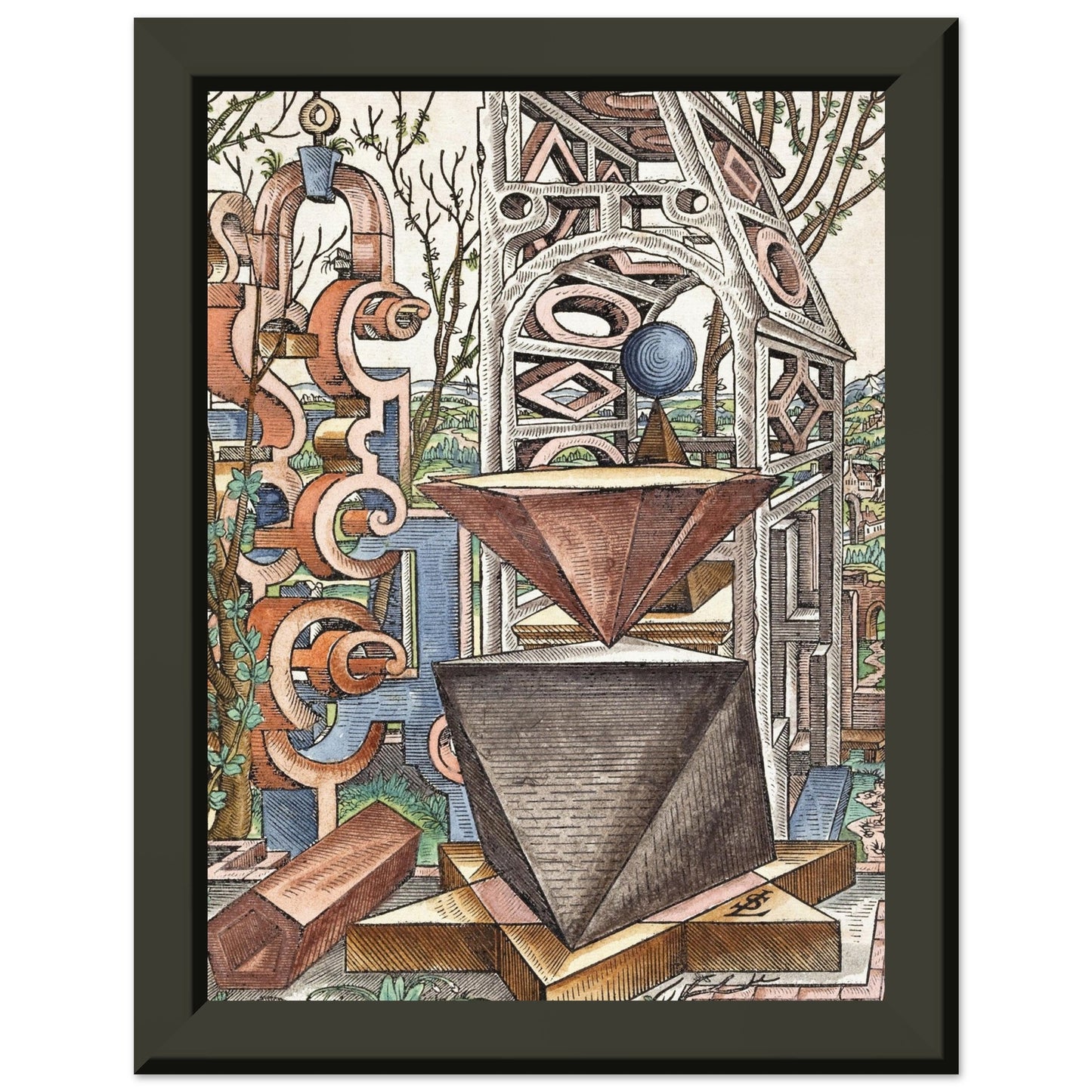 LORENZ STOER - GEOMETRIA et PERSPECTIVA Pl 03 (1567) - MATTE POSTER IN METAL FRAME