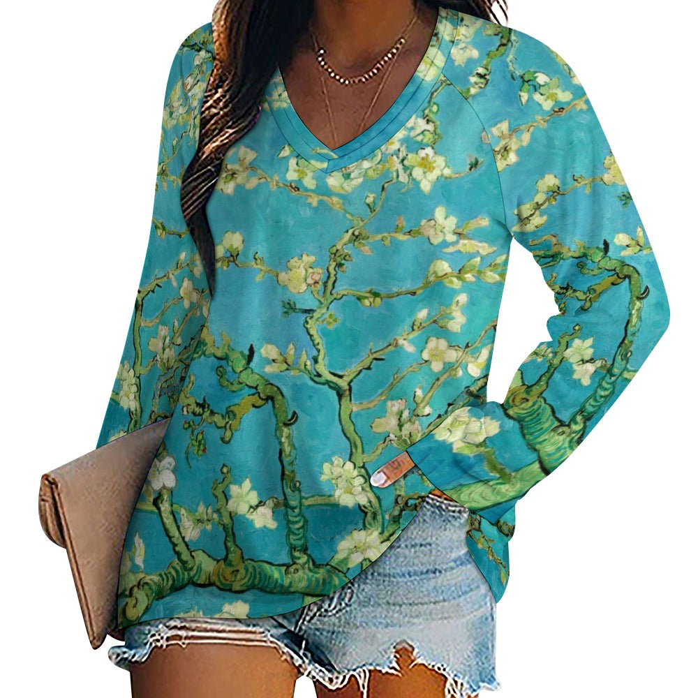 VINCENT VAN GOGH - ALMOND BLOSSOMS - LONG SLEEVE LOOSE TEE FOR HER