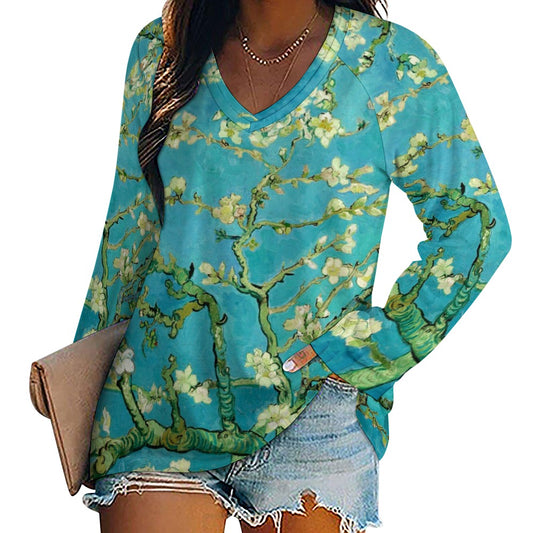 VINCENT VAN GOGH - ALMOND BLOSSOMS - LONG SLEEVE LOOSE TEE FOR HER