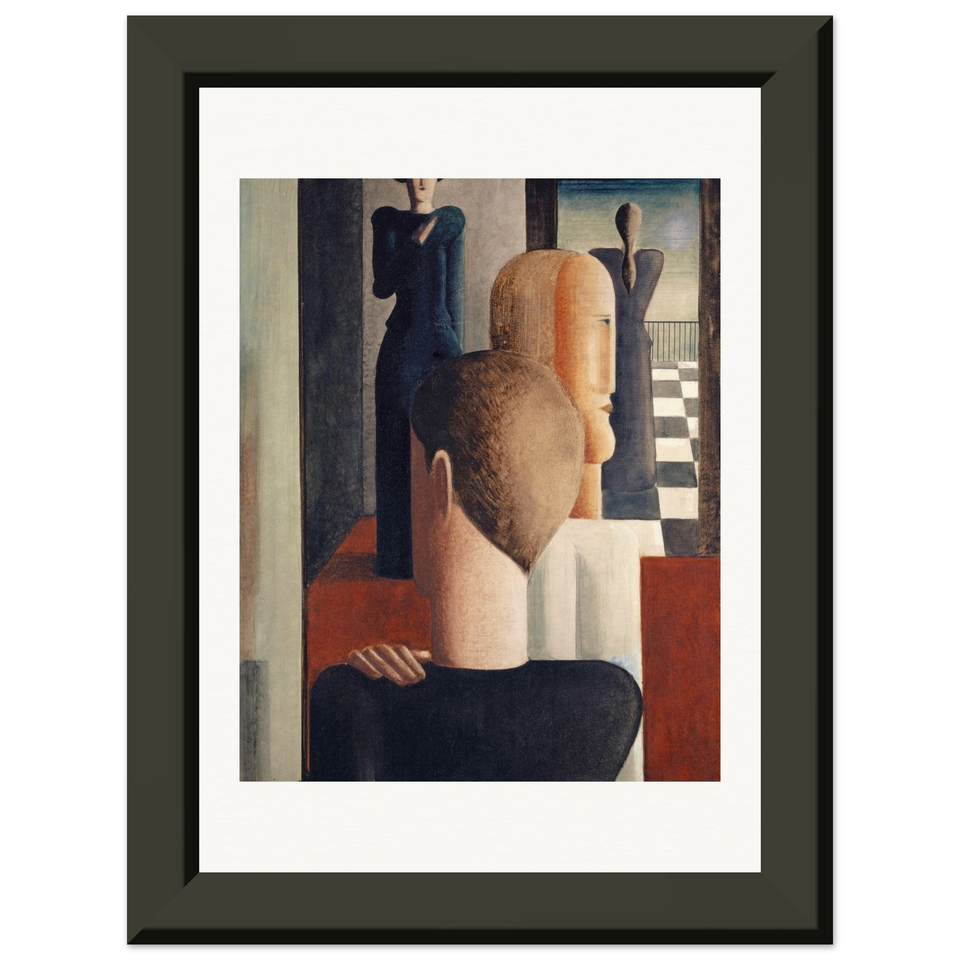 OSKAR SCHLEMMER - FIVE FIGURES IN SPACE (1925) - MUSEUM MATTE POSTER IN METAL FRAME