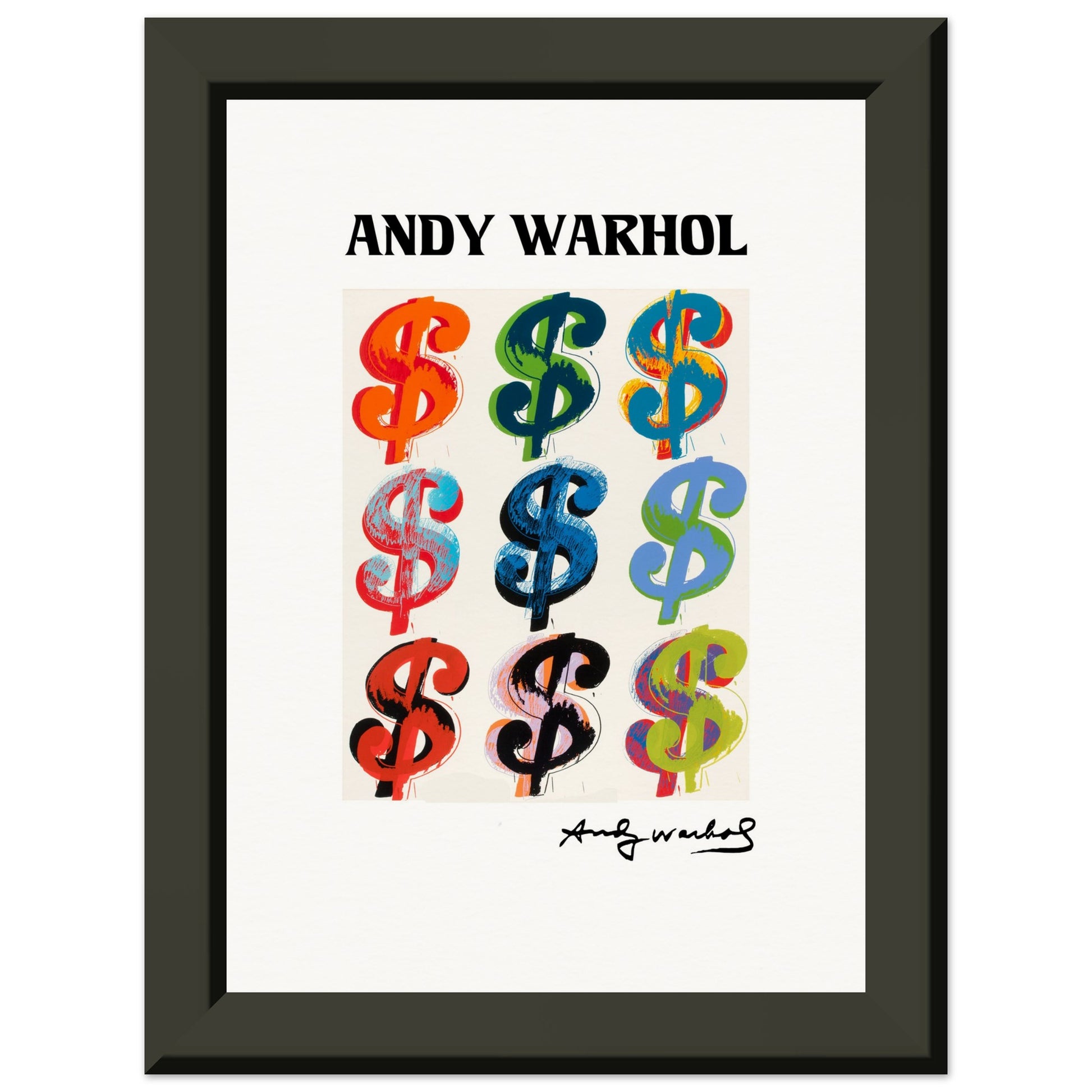 ANDY WARHOL - DOLLAR SIGN - MUSEUM MATTE POSTER IN METAL FRAME