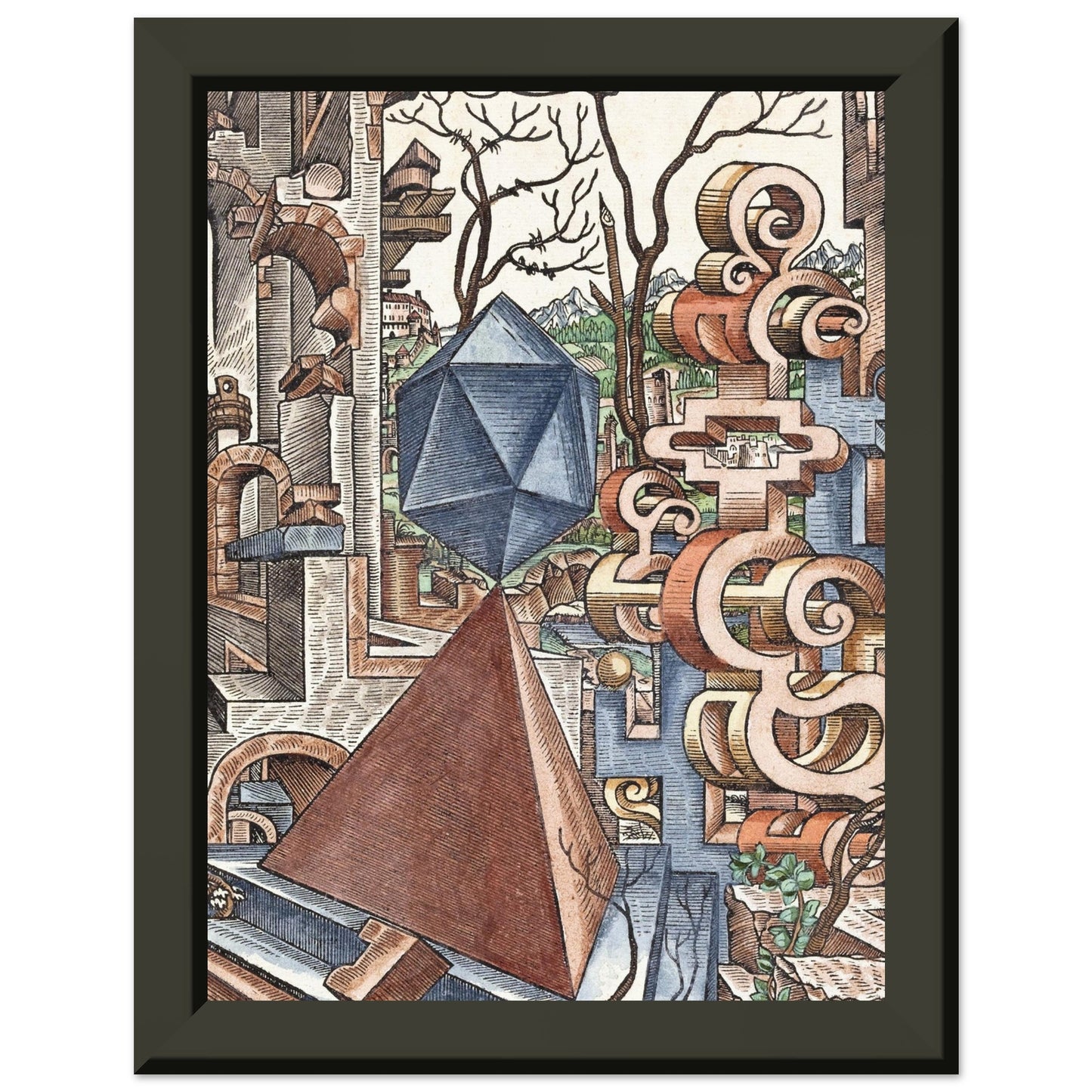 LORENZ STOER - GEOMETRIA et PERSPECTIVA Pl 02 (1567) - MATTE POSTER IN METAL FRAME