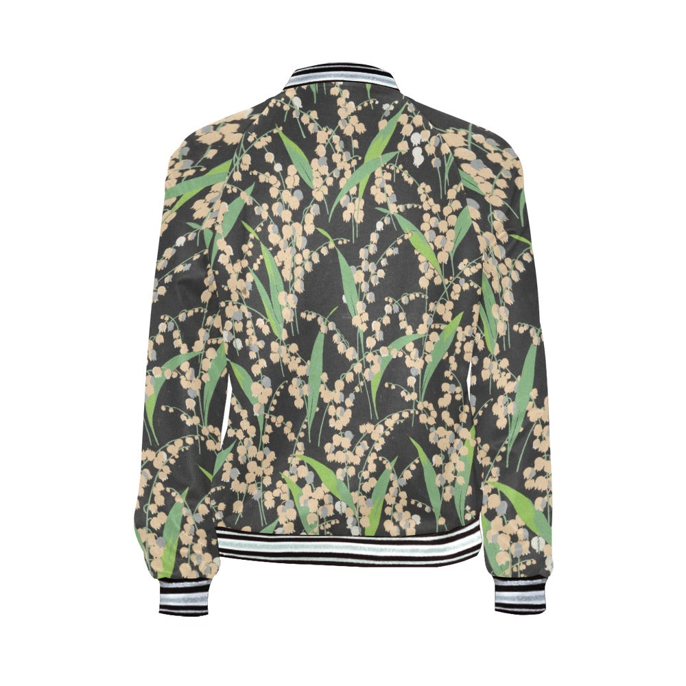 a black and green jacket with flowers on it