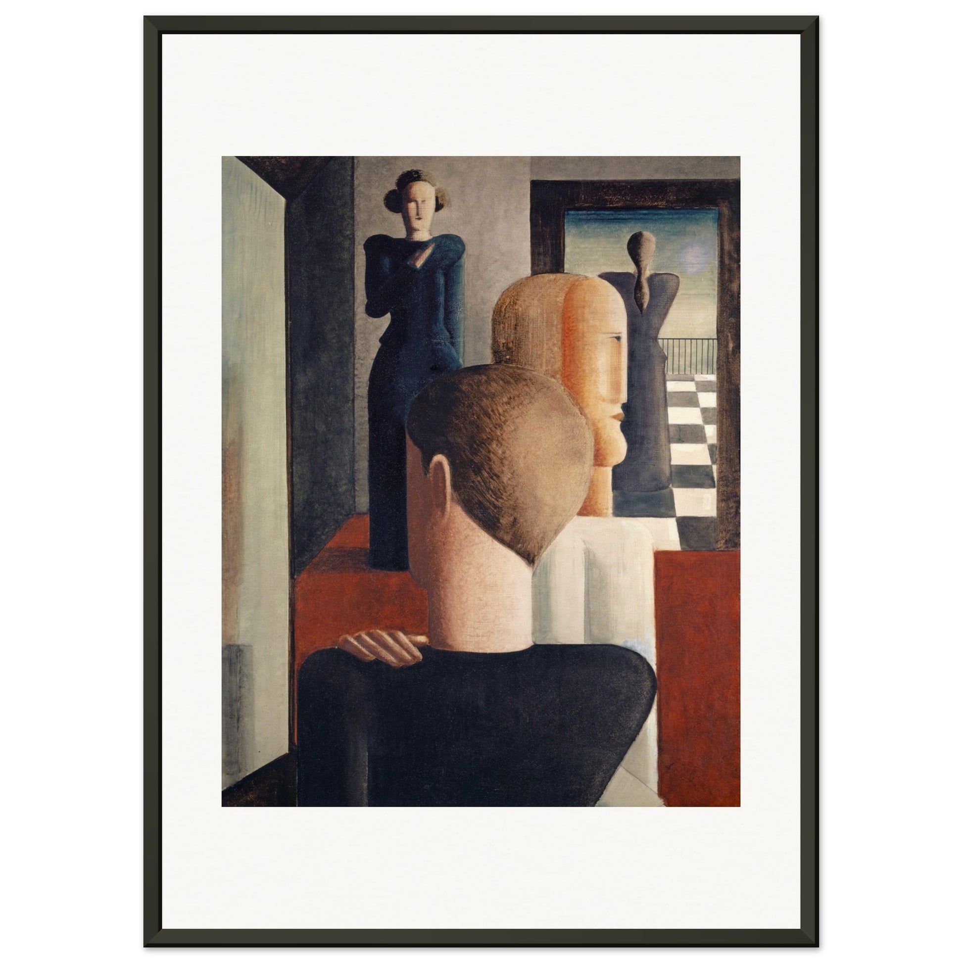 OSKAR SCHLEMMER - FIVE FIGURES IN SPACE (1925) - MUSEUM MATTE POSTER IN METAL FRAME