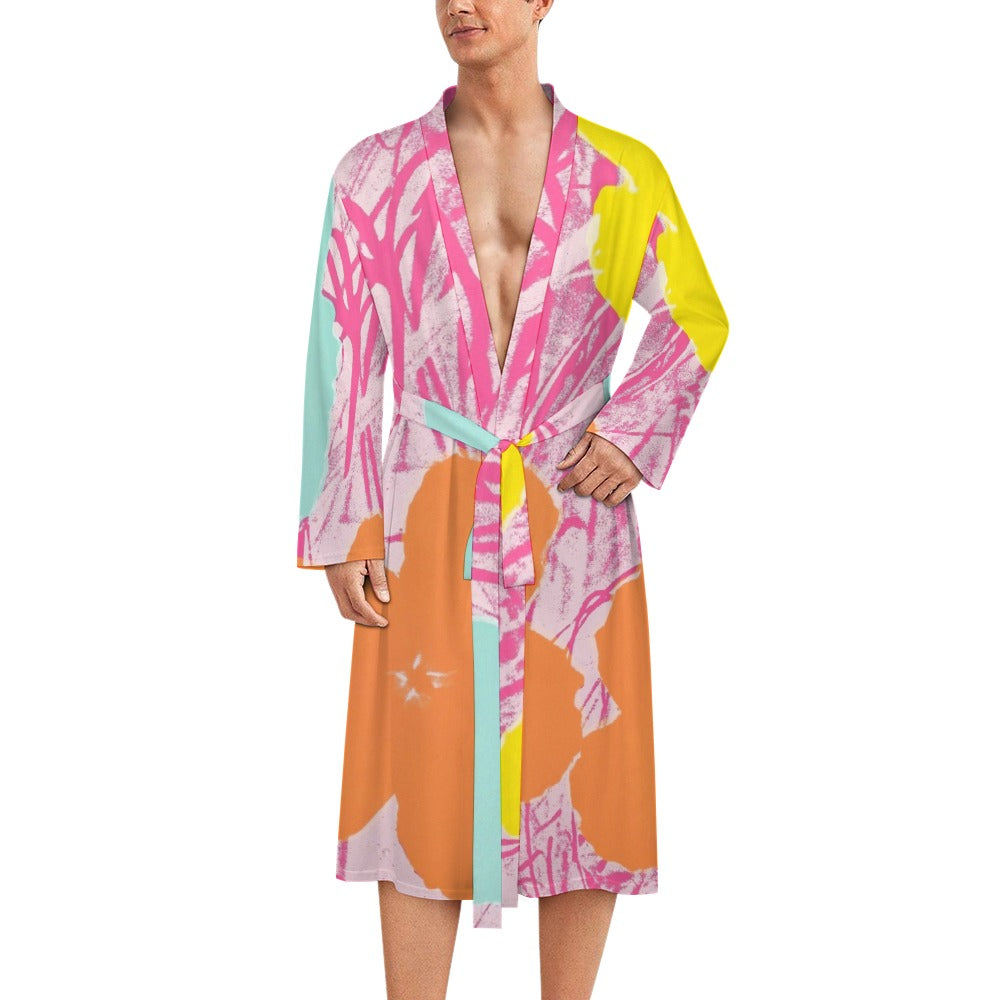 ANDY WARHOL - FLOWERS - MEN'S POLYESTER BATHROBE