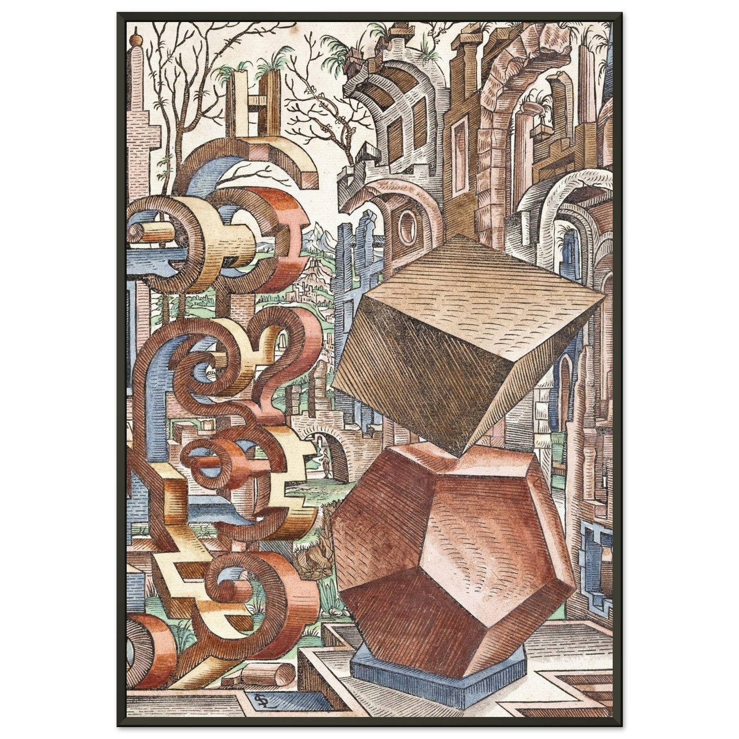 LORENZ STOER - GEOMETRIA et PERSPECTIVA Pl 04 (1567) - MATTE POSTER IN METAL FRAME