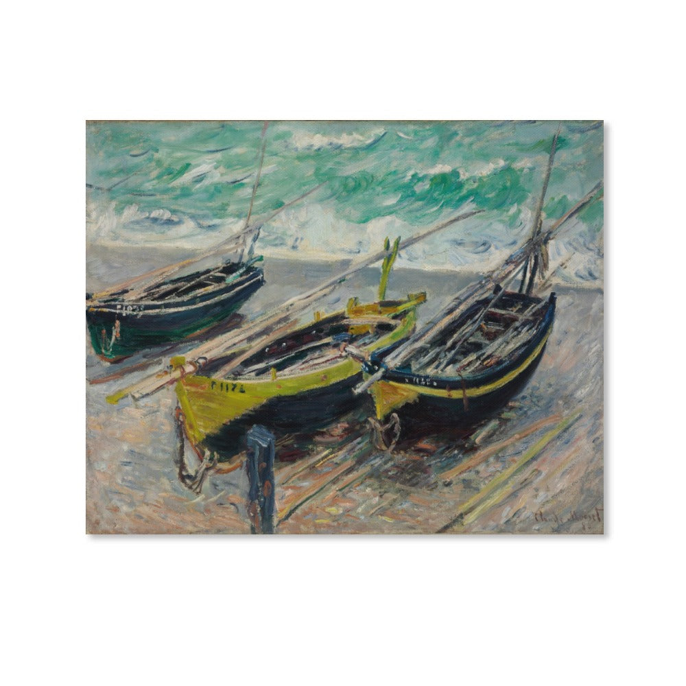 CLAUDE MONET - THREE FISHING BOATS - CANVAS PRINT NO FRAME 