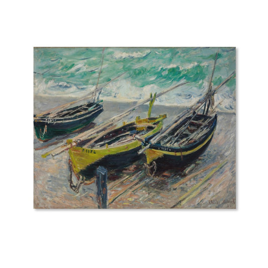 CLAUDE MONET - THREE FISHING BOATS - CANVAS PRINT NO FRAME 