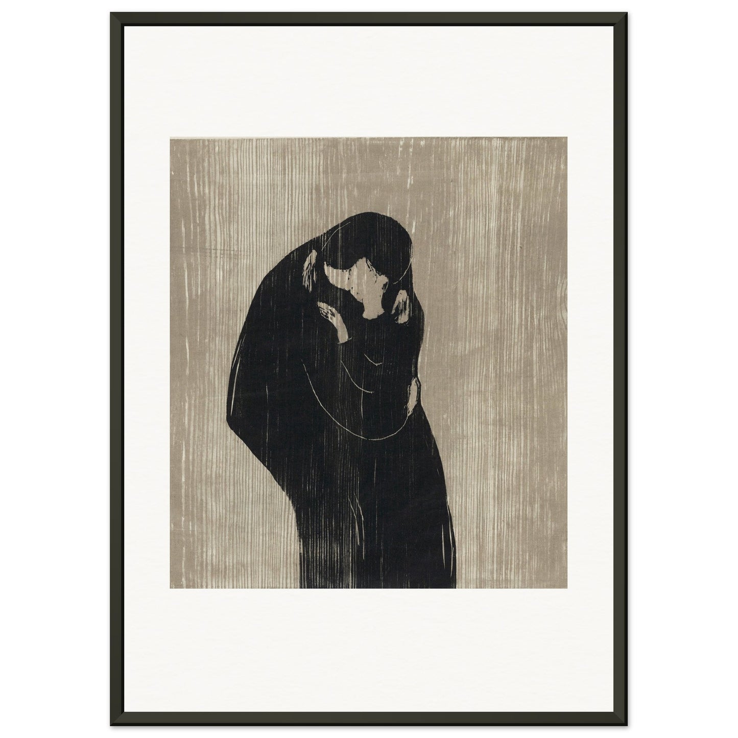 EDVARD MUNCH - THE KISS IV (1902) - MUSEUM MATTE POSTER IN METAL FRAME