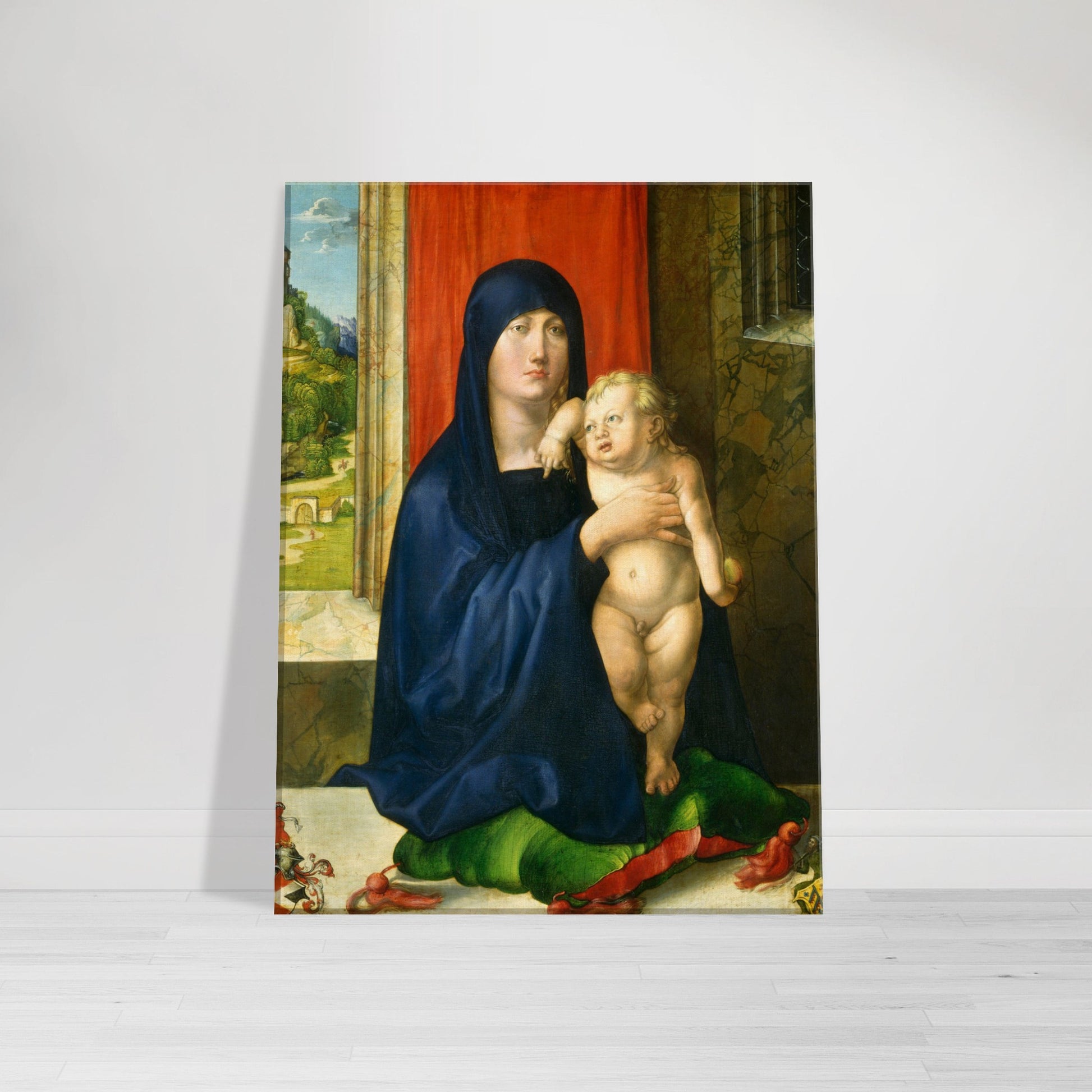 a painting of a woman holding a baby
