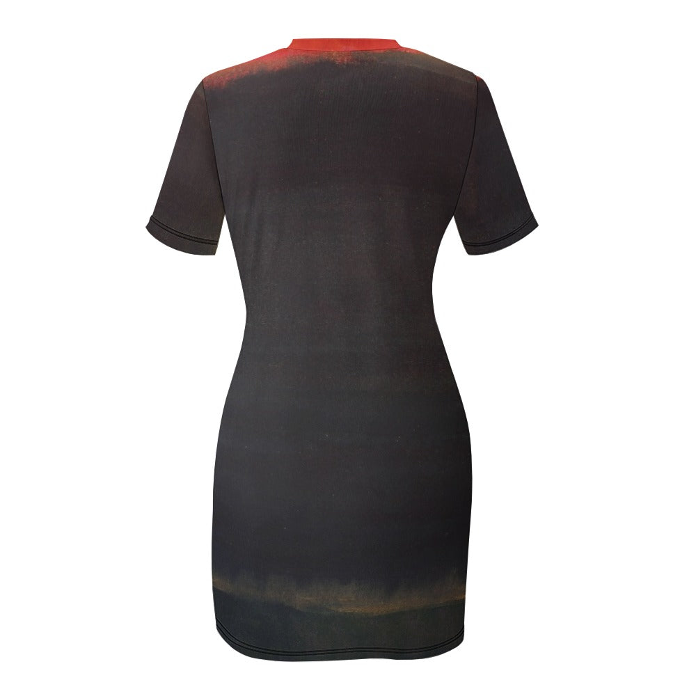 MARK ROTHKO - ABSTRACT ART - CREW NECK SHORT SLEEVE DRESS