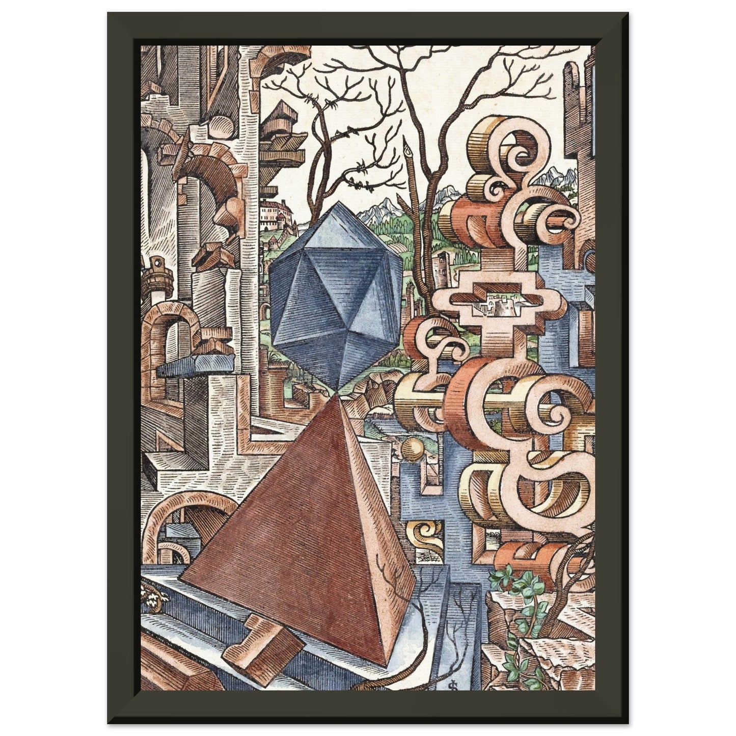 LORENZ STOER - GEOMETRIA et PERSPECTIVA Pl 02 (1567) - MATTE POSTER IN METAL FRAME