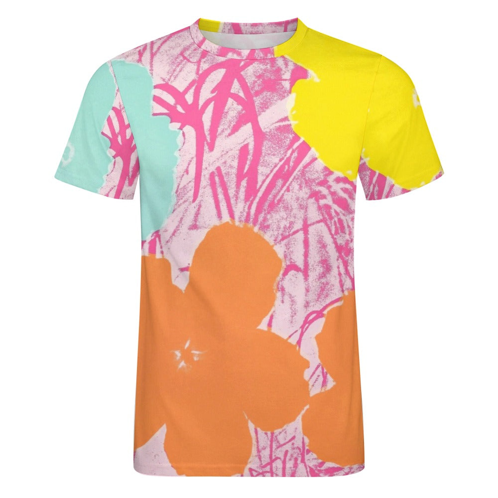 ANDY WARHOL - FLOWERS - MEN'S PURE COTTON T-SHIRT