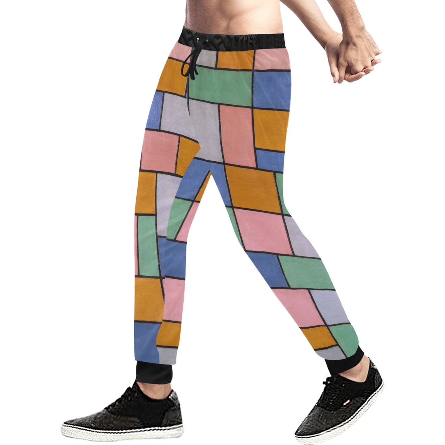 a man wearing a pair of colorful pants