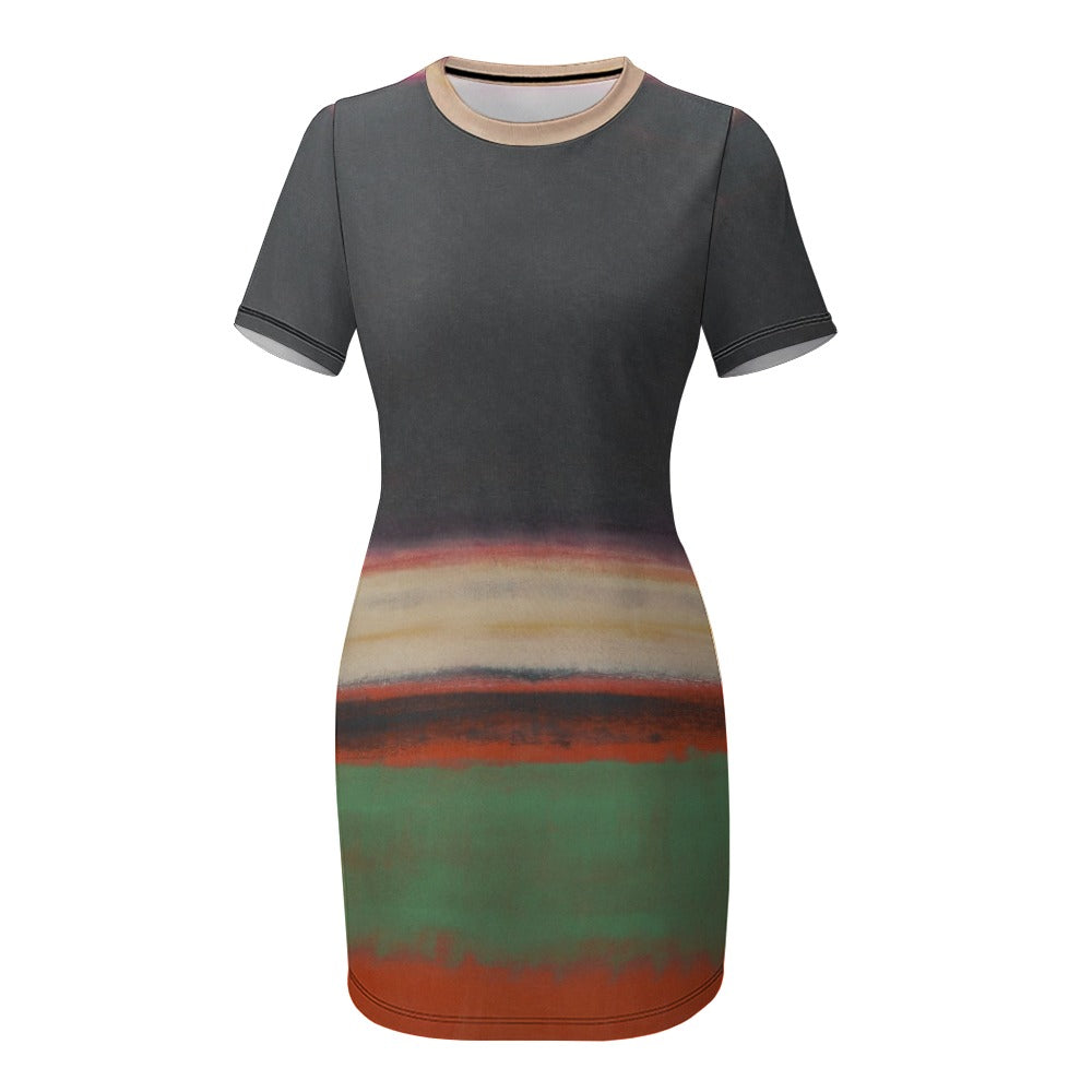 MARK ROTHKO - ABSTRACT ART - CREW NECK SHORT SLEEVE DRESS