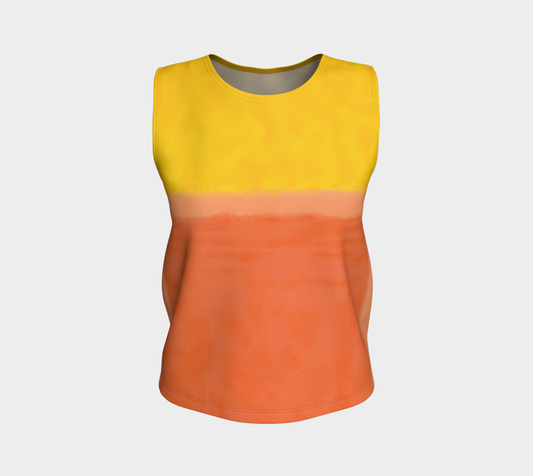 an orange and yellow tank top with a white background