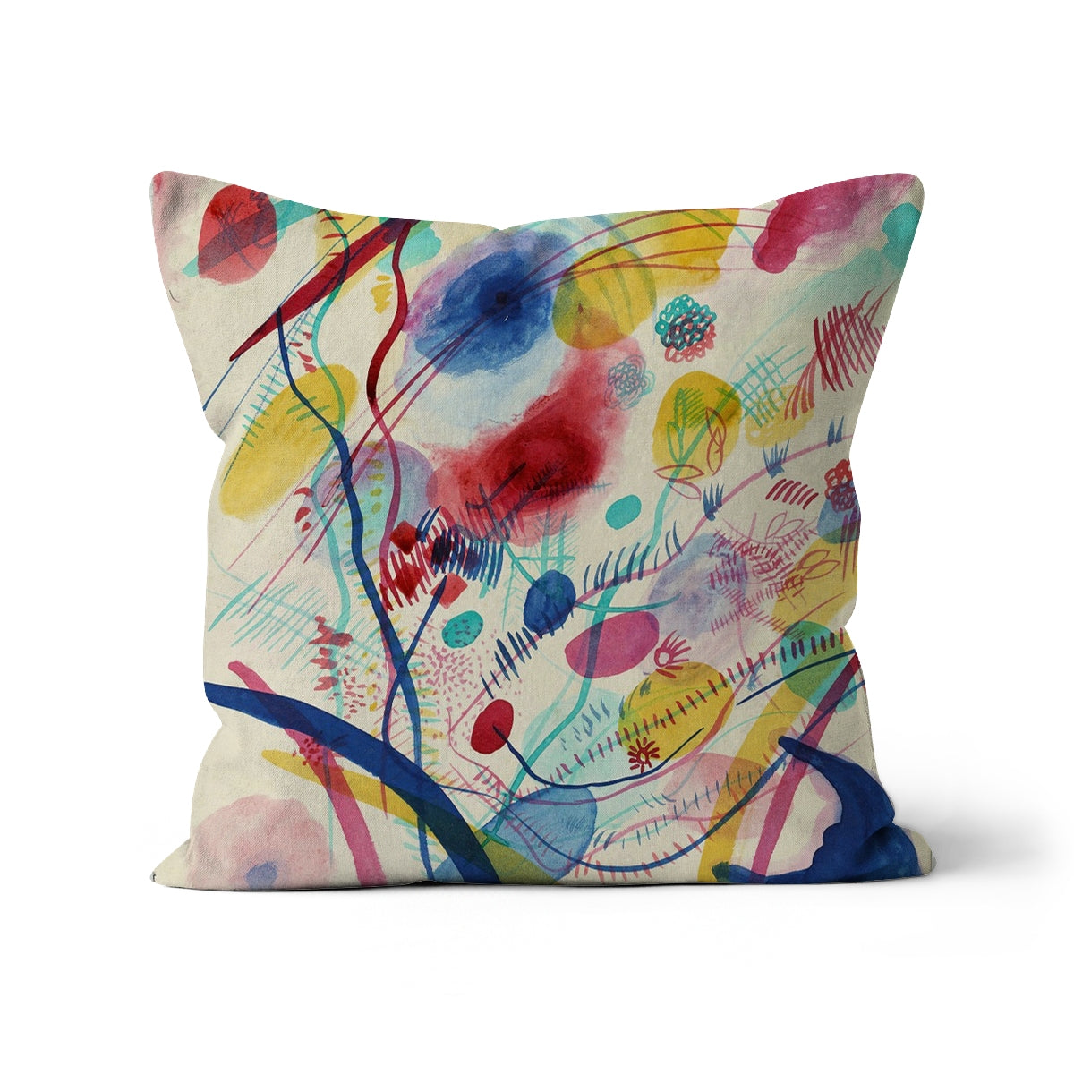 a pillow with a colorful painting on it