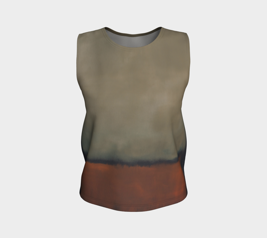 a women's tank top with a brown and black design