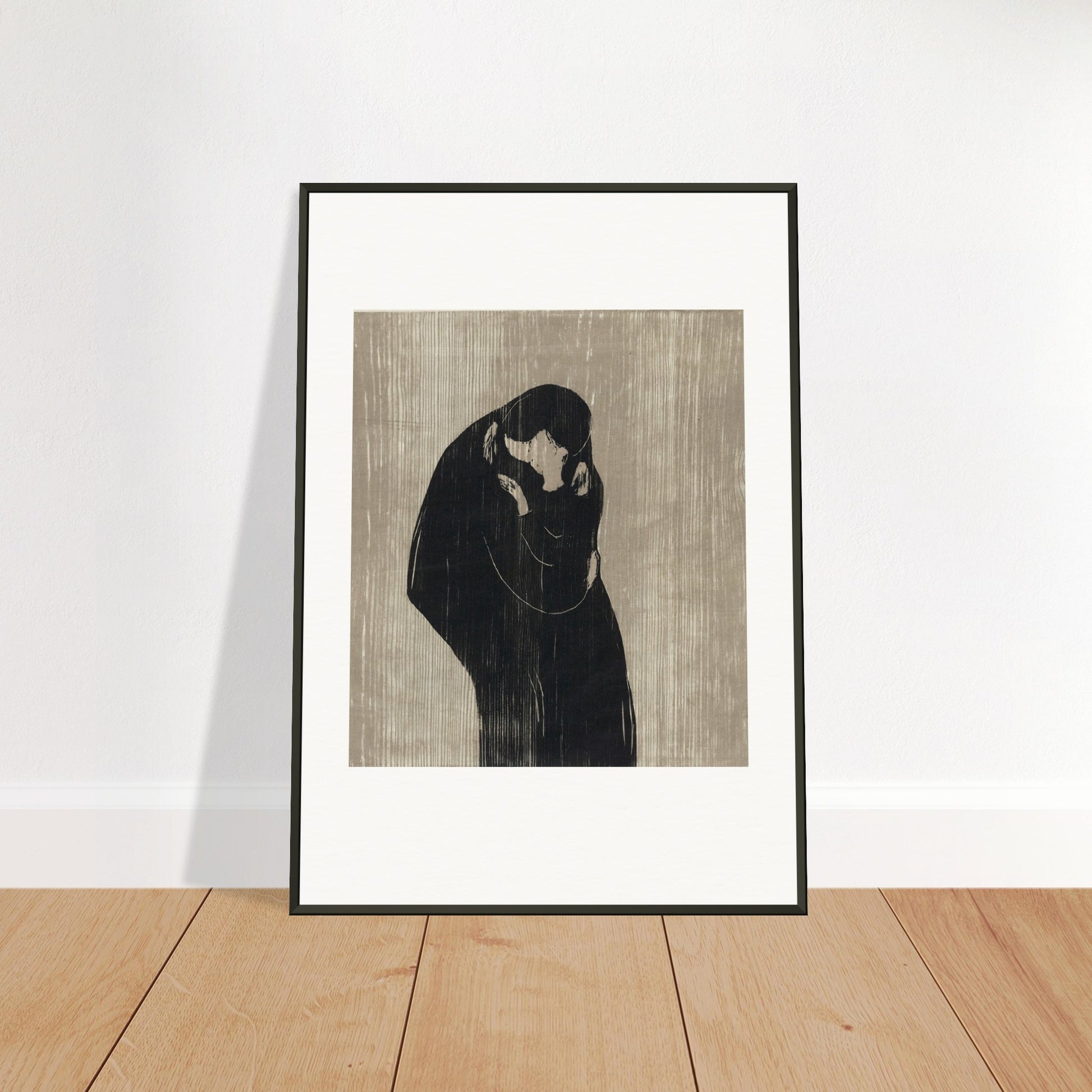 EDVARD MUNCH - THE KISS IV (1902) - MUSEUM MATTE POSTER IN METAL FRAME