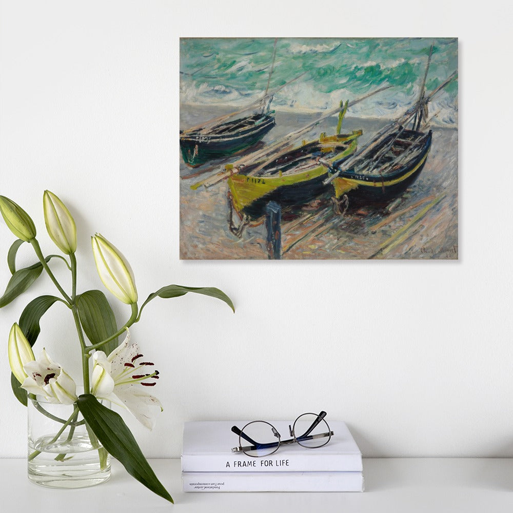 CLAUDE MONET - THREE FISHING BOATS - CANVAS PRINT NO FRAME 