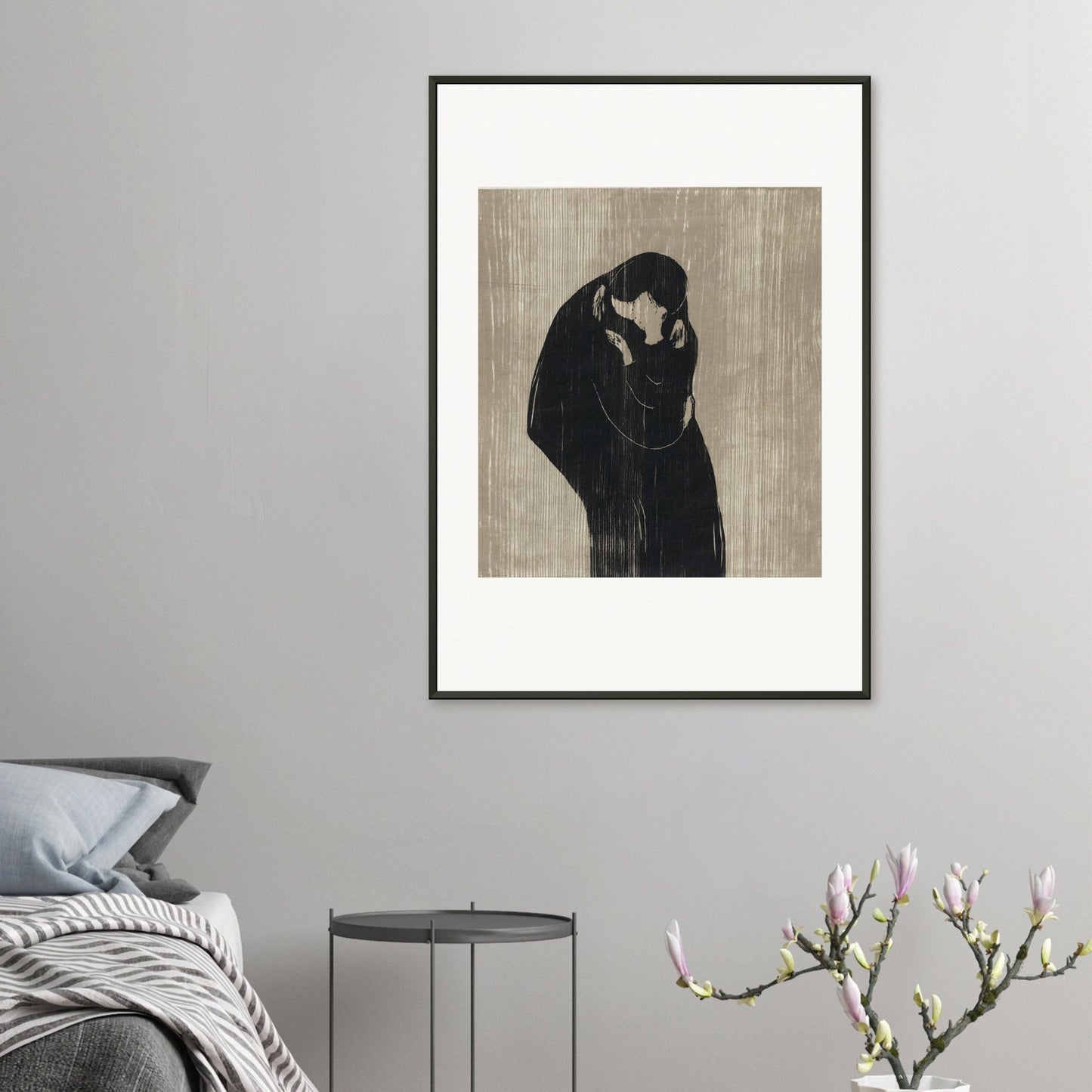 EDVARD MUNCH - THE KISS IV (1902) - MUSEUM MATTE POSTER IN METAL FRAME