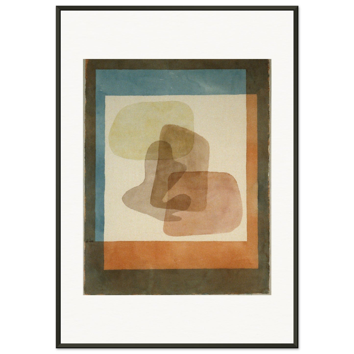 PAUL KLEE - FREE FORMS RIGIDLY MOUNTED (1930) - MUSEUM MATTE POSTER IN METAL FRAME