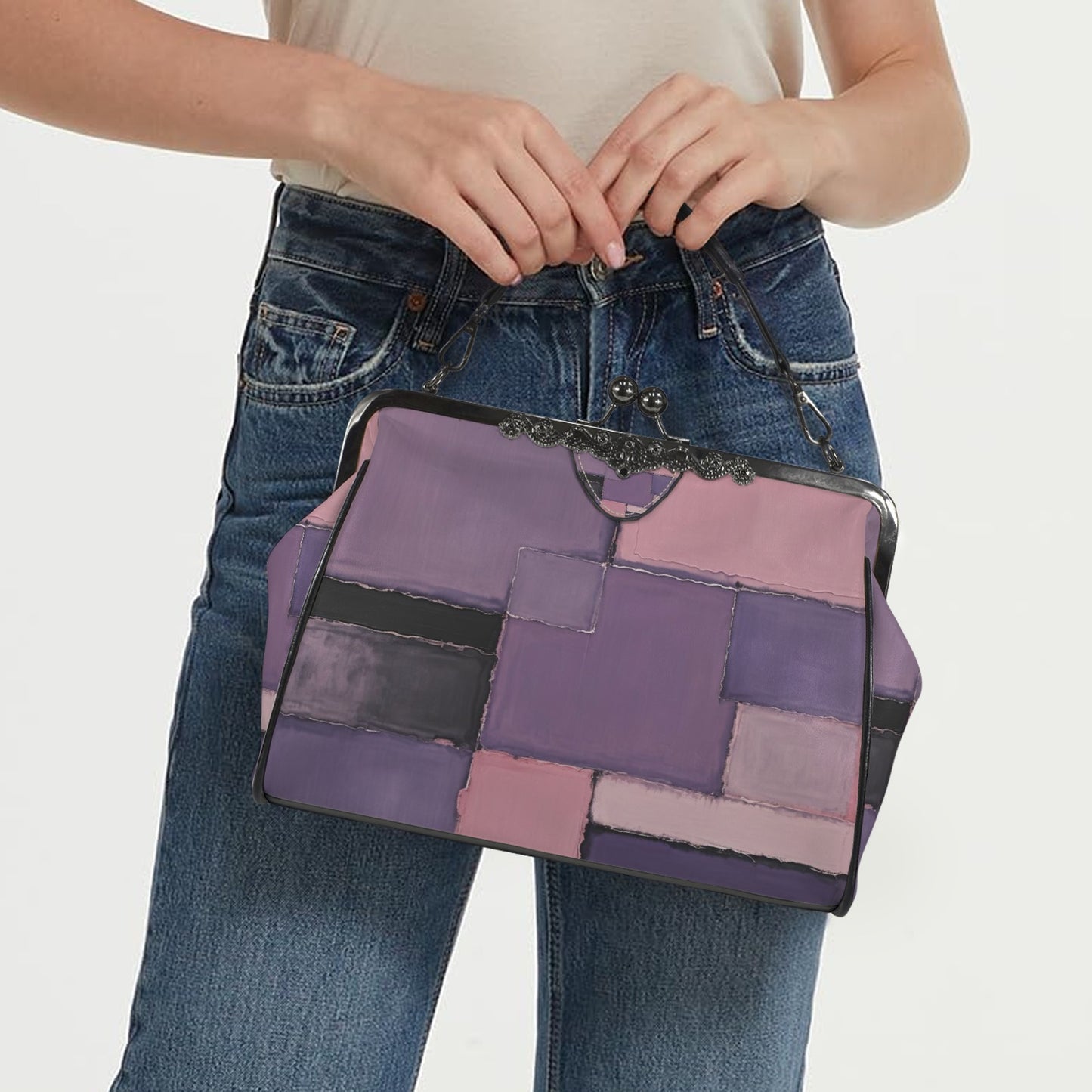 MARK ROTHKO INSPIRED - ABSTRACT - KISS LOCK CROSSBODY SHOULDER BAG