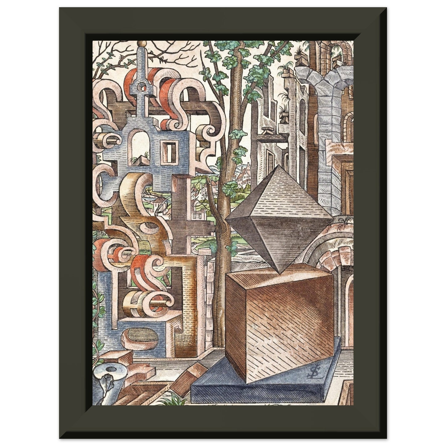 LORENZ STOER - GEOMETRIA et PERSPECTIVA Pl 01 (1567) - MATTE POSTER IN METAL FRAME